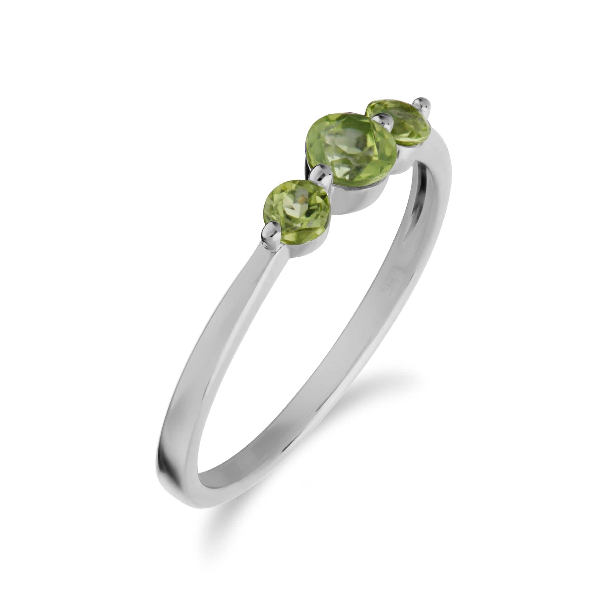 270R056004925 Essential Round Peridot Three Stone Gradient Ring in 925 Sterling Silver 2