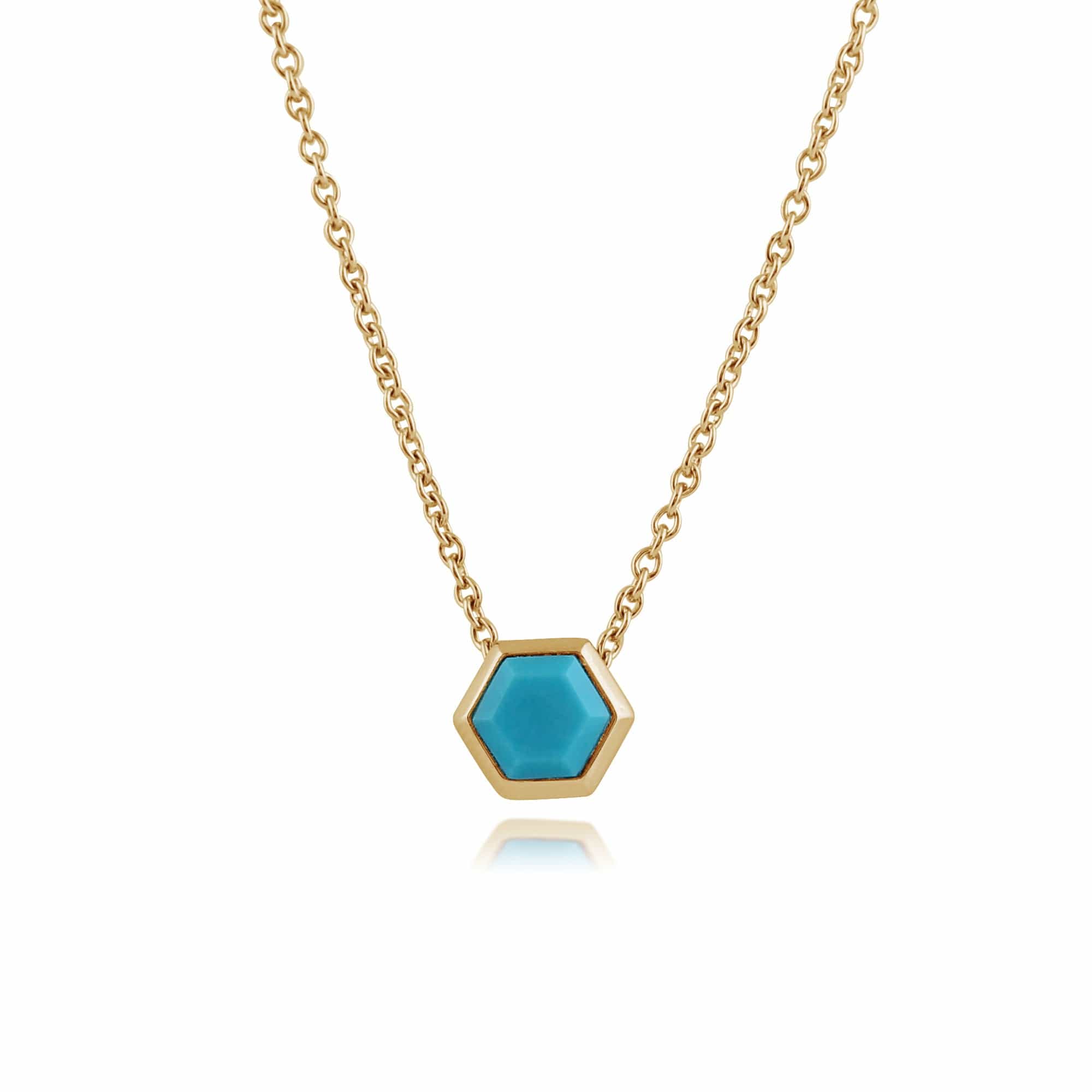 271N011401925 Geometric Hexagon Turquoise Necklace in Gold Plated  Silver 1
