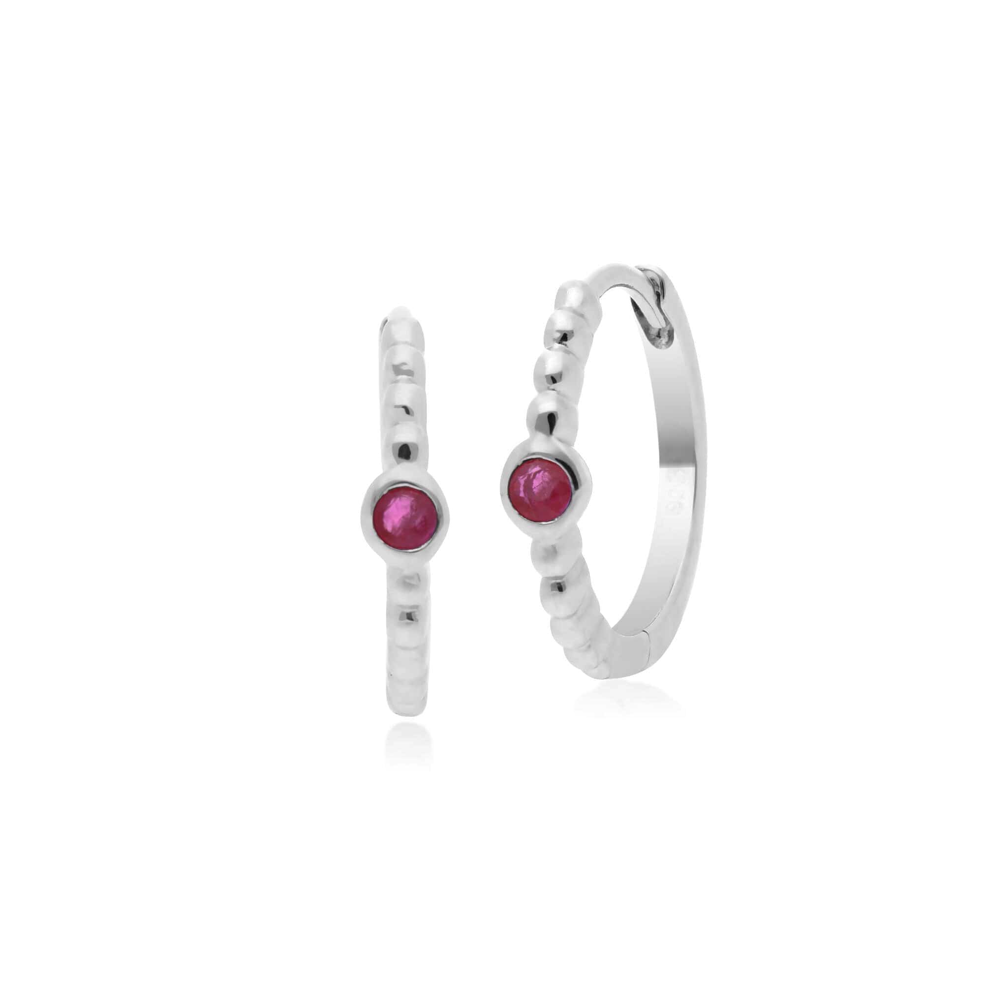 271E018601925 Essential Round Ruby Hinged Hoop Earrings in 925 Sterling Silver  1