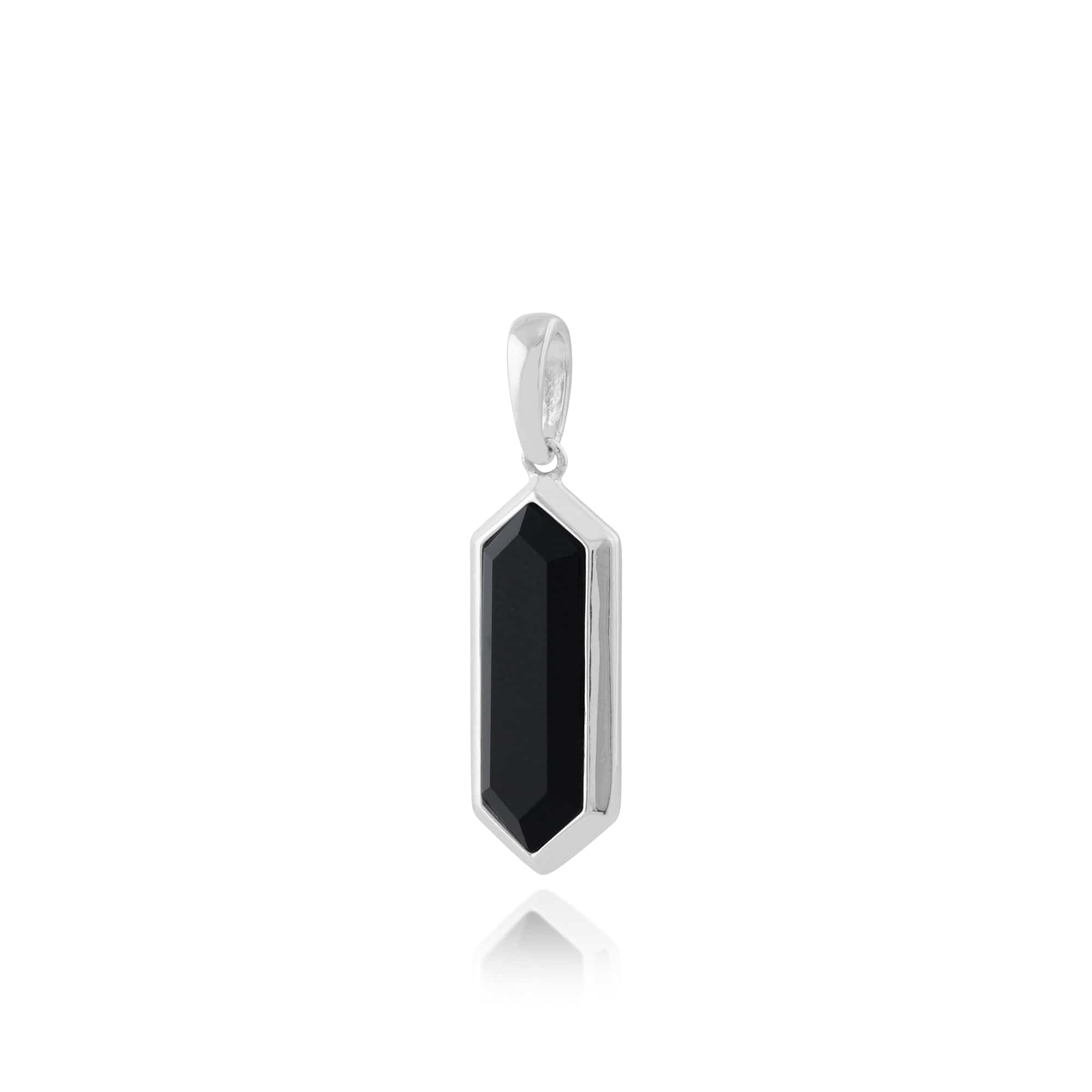 271P013801925 Geometric Hexagon Black Onyx Prism Drop Pendant in 925 Sterling Silver 2