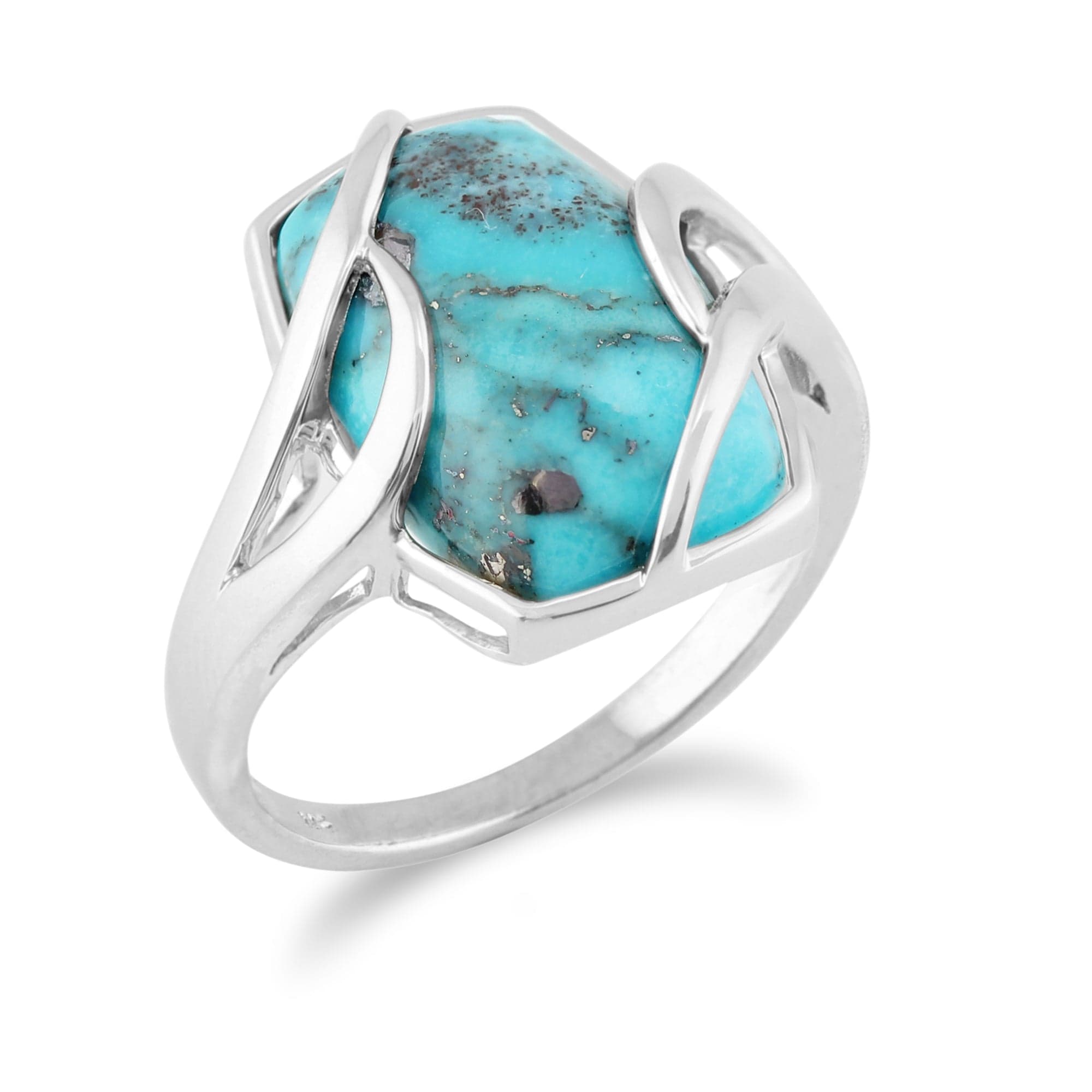271R016201925 Gemondo Sterling Silver 6.50ct Turquoise Cabochon Contemporary Baguette Ring 2