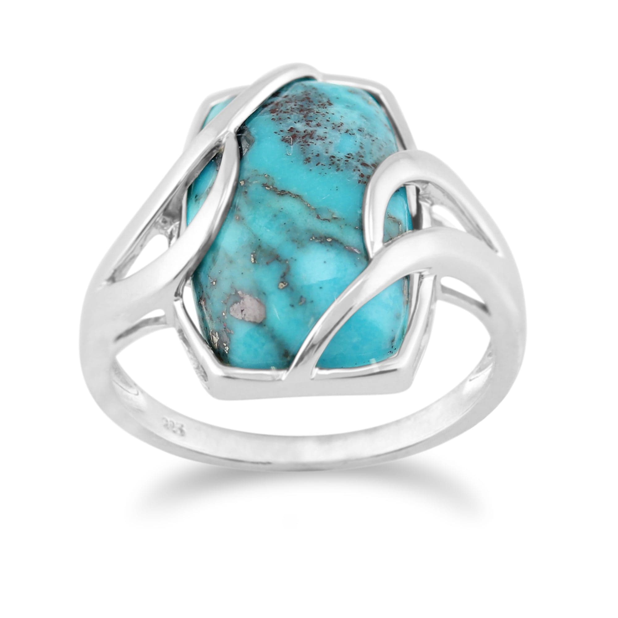Gemondo Sterling Silver 6.50ct Turquoise Cabochon Contemporary Baguette Ring Image 1