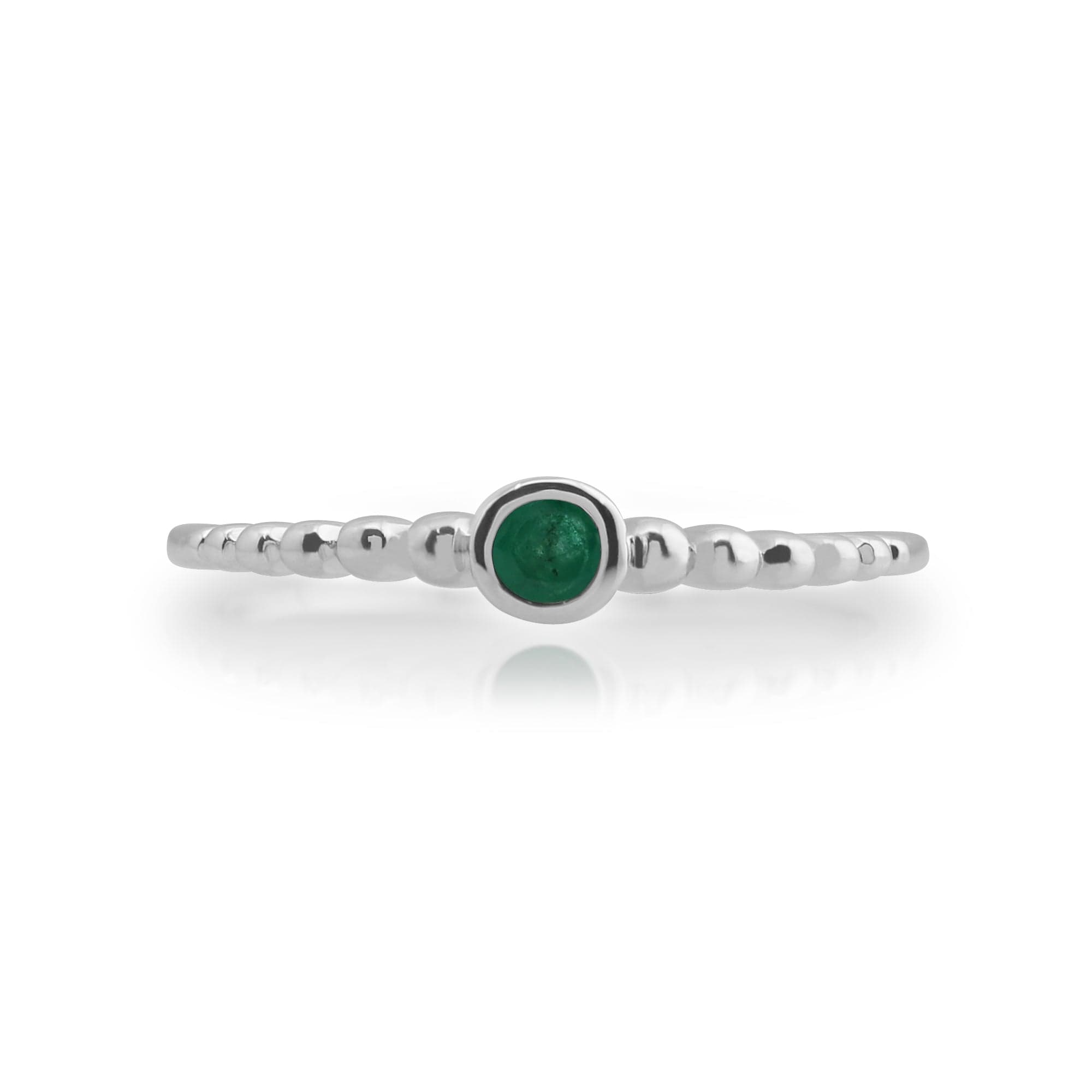 271R019101925 Essential Round Emerald Bezel Set Silver  Stack Ring 2