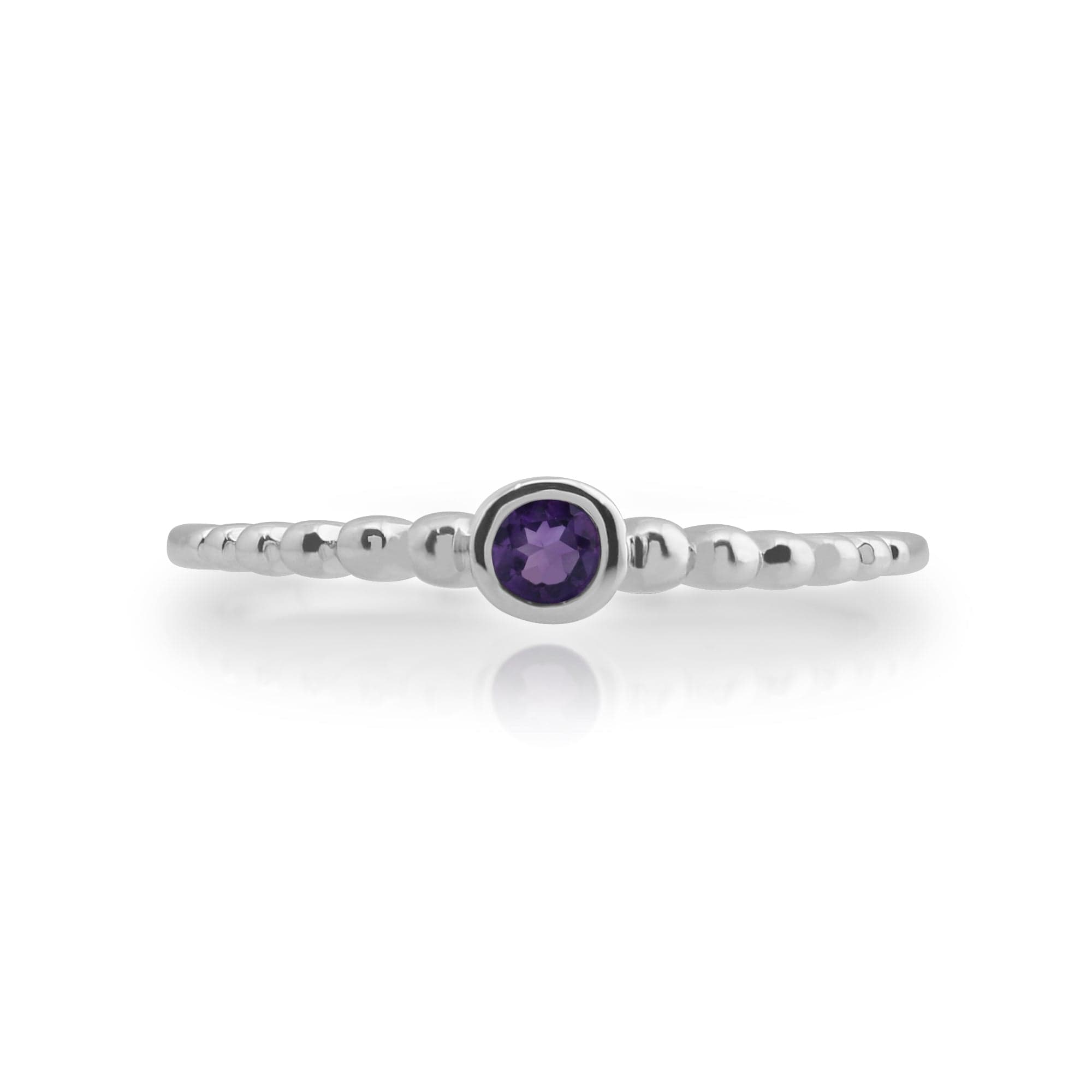 271R019104925 Essential Round Amethyst Bezel Set Stack Ring in 925 Sterling Silver 2
