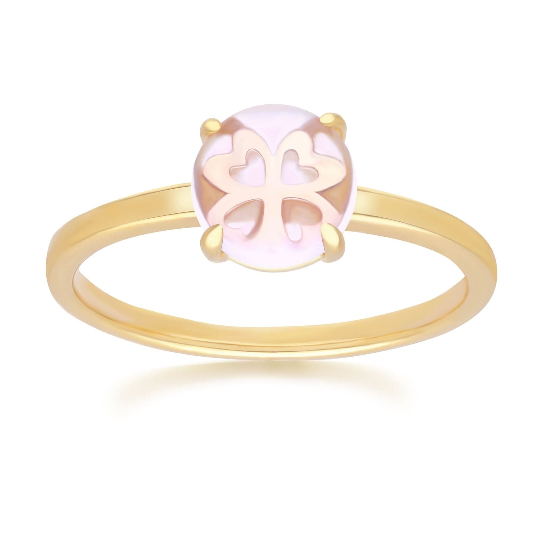 253R691602925 Gardenia Pink Amethyst Cabochon Ring in Gold Plated Sterling Silver Front