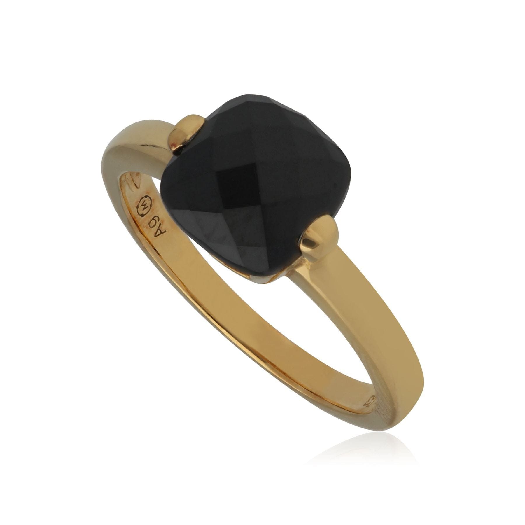 T1149R90 Kosmos Black Spinel Cocktail Ring in Yellow Gold Plated Sterling Silver 2