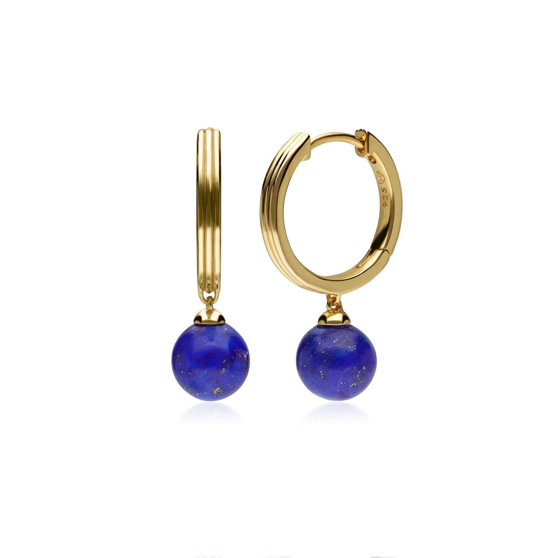 270E033101925 Caruso Lapis Lazuli Dangle Hoop Earrings In Sterling Silver 1