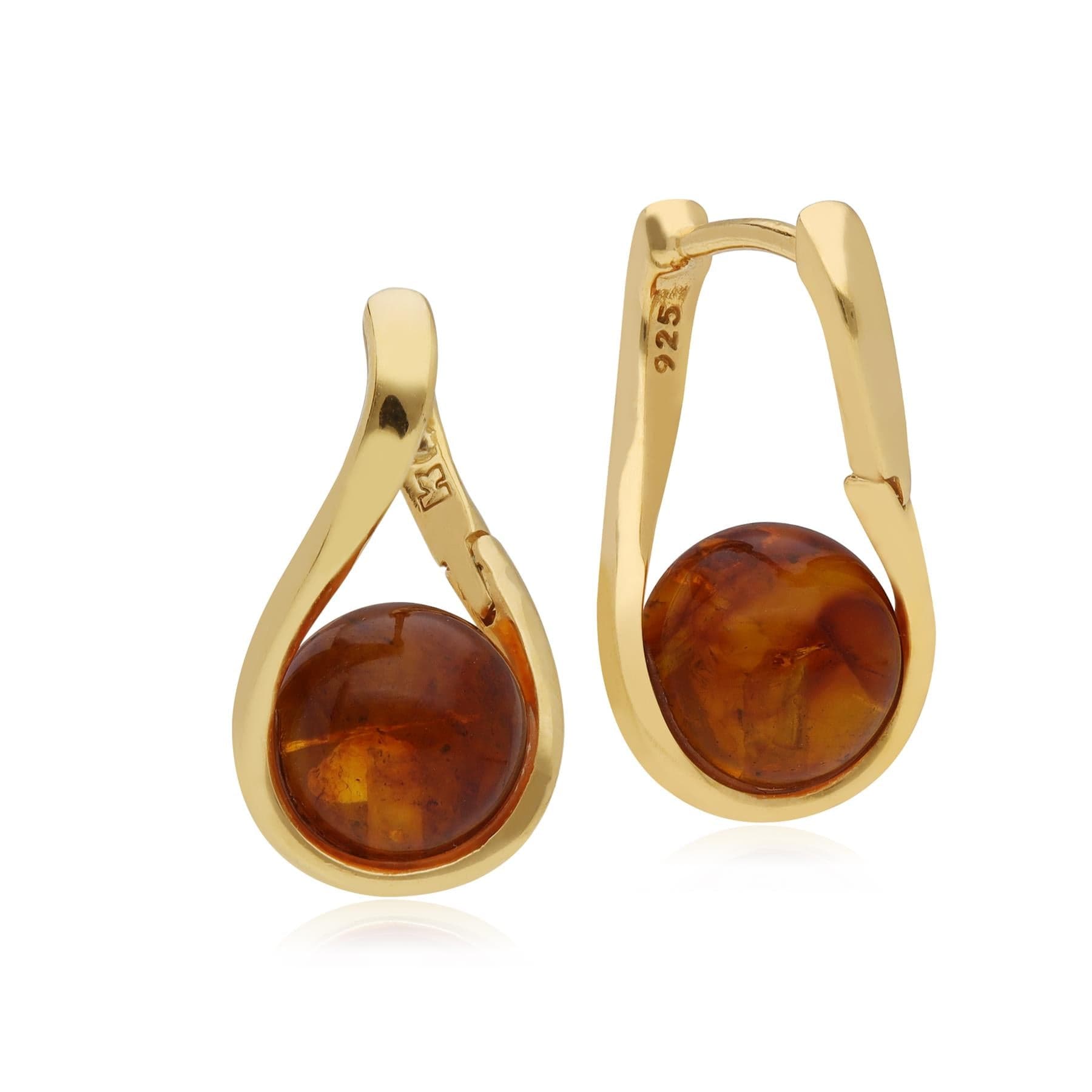 T1072E90Z3 Kosmos Amber Orb Earrings in Gold Plated Sterling Silver 2