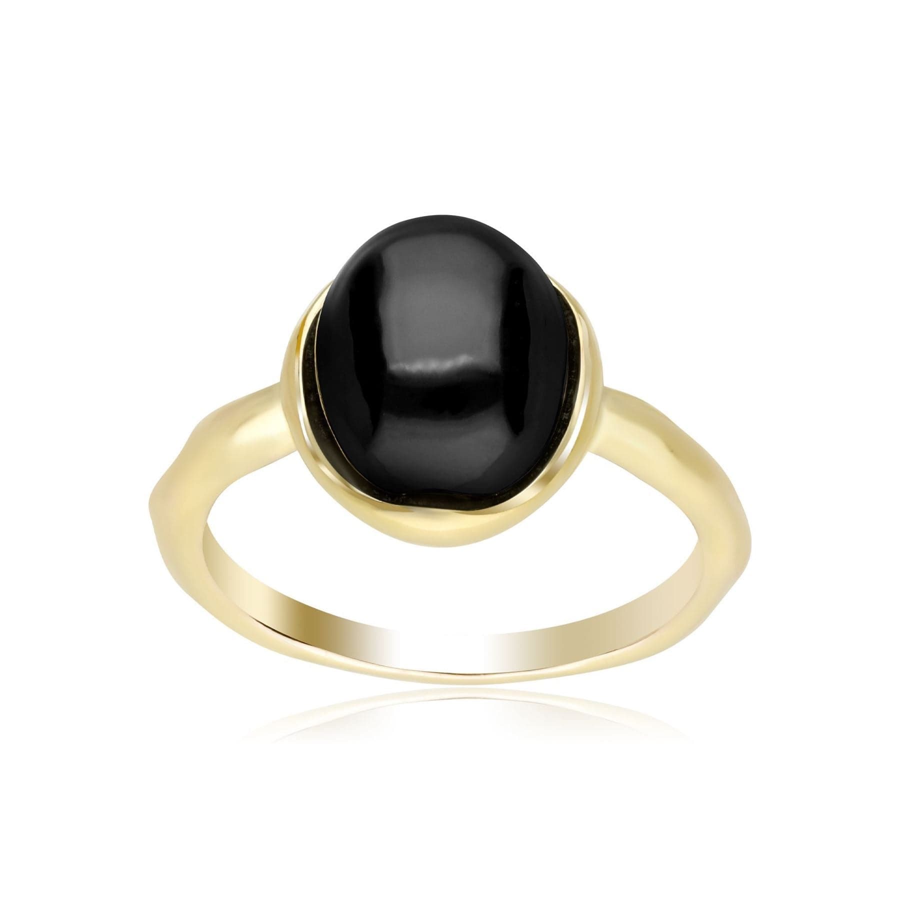 270R057406925 Irregular B Gem Black Onyx Ring In Yellow Gold Plated Silver 4