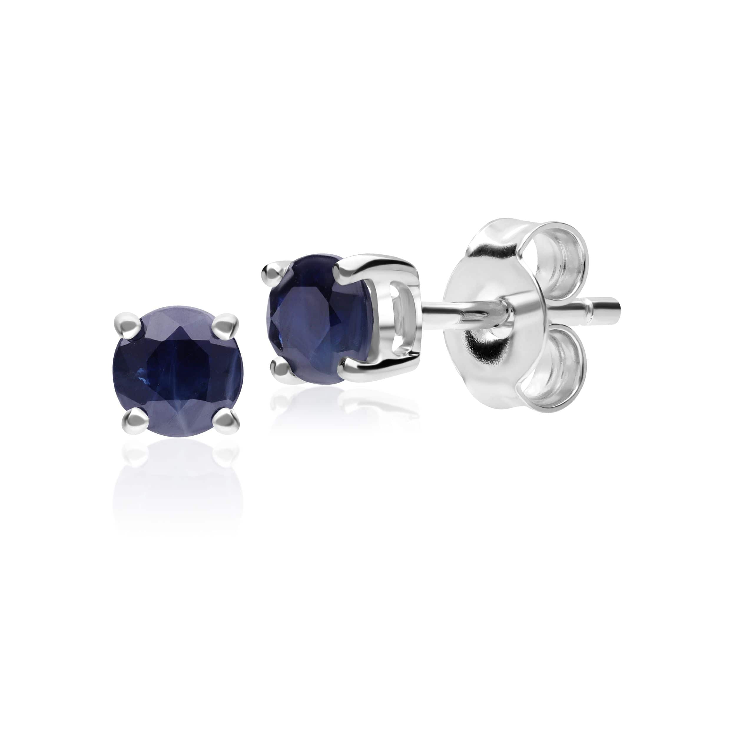 162E0071189 Classic Round Iolite Claw Set Stud Earrings in 9ct White Gold 1
