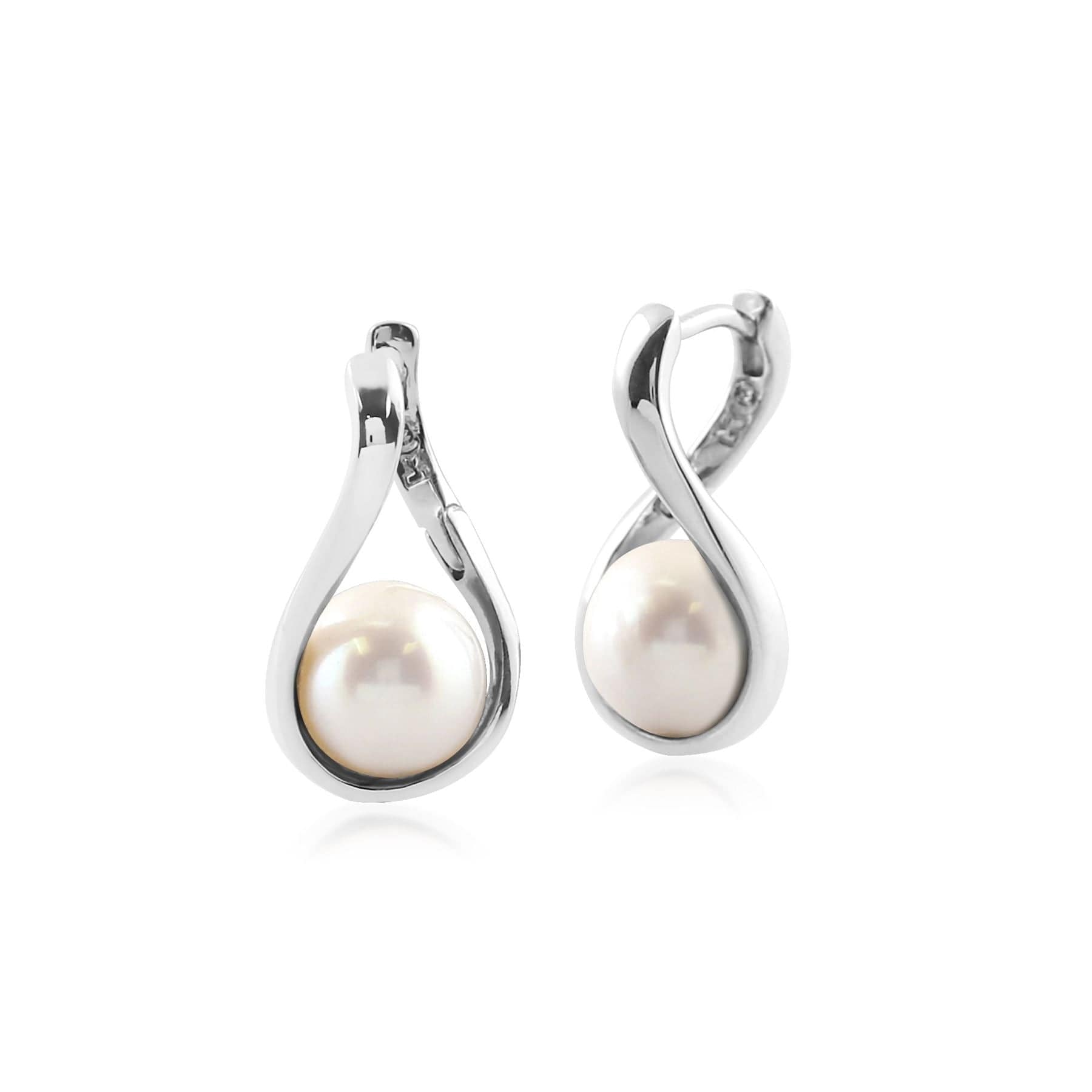 T0953E90/46 Kosmos Pearl Orb Earrings in Rhodium Plated Sterling Silver 1