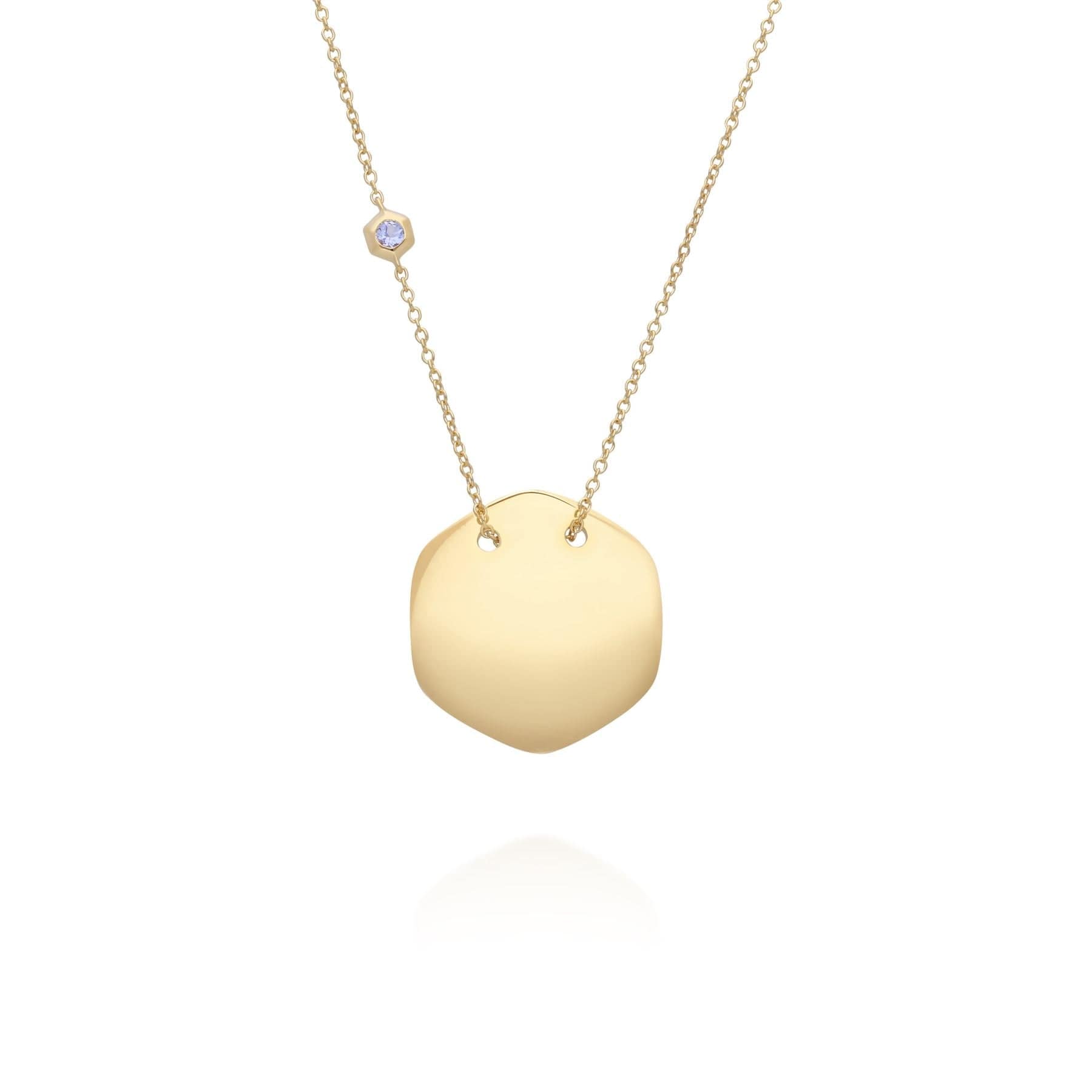 Tanzanite Engravable Necklace in Yellow Gold Plated Sterling Silver - Gemondo