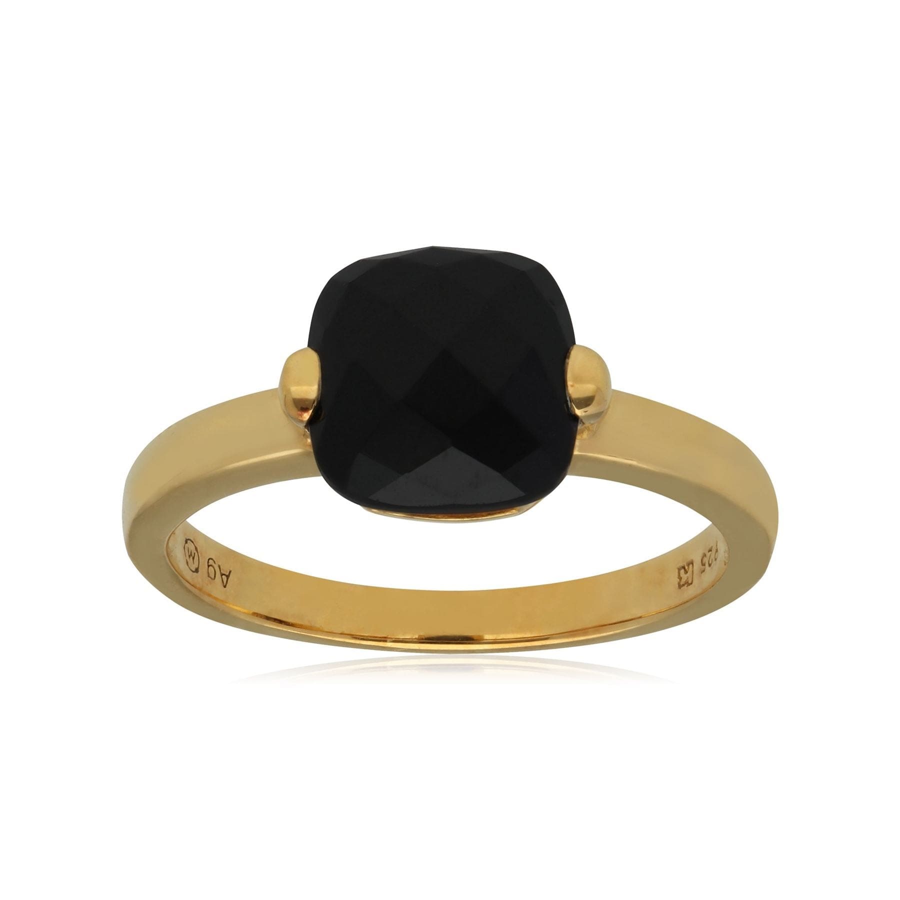 T1149R90 Kosmos Black Spinel Cocktail Ring in Yellow Gold Plated Sterling Silver 1