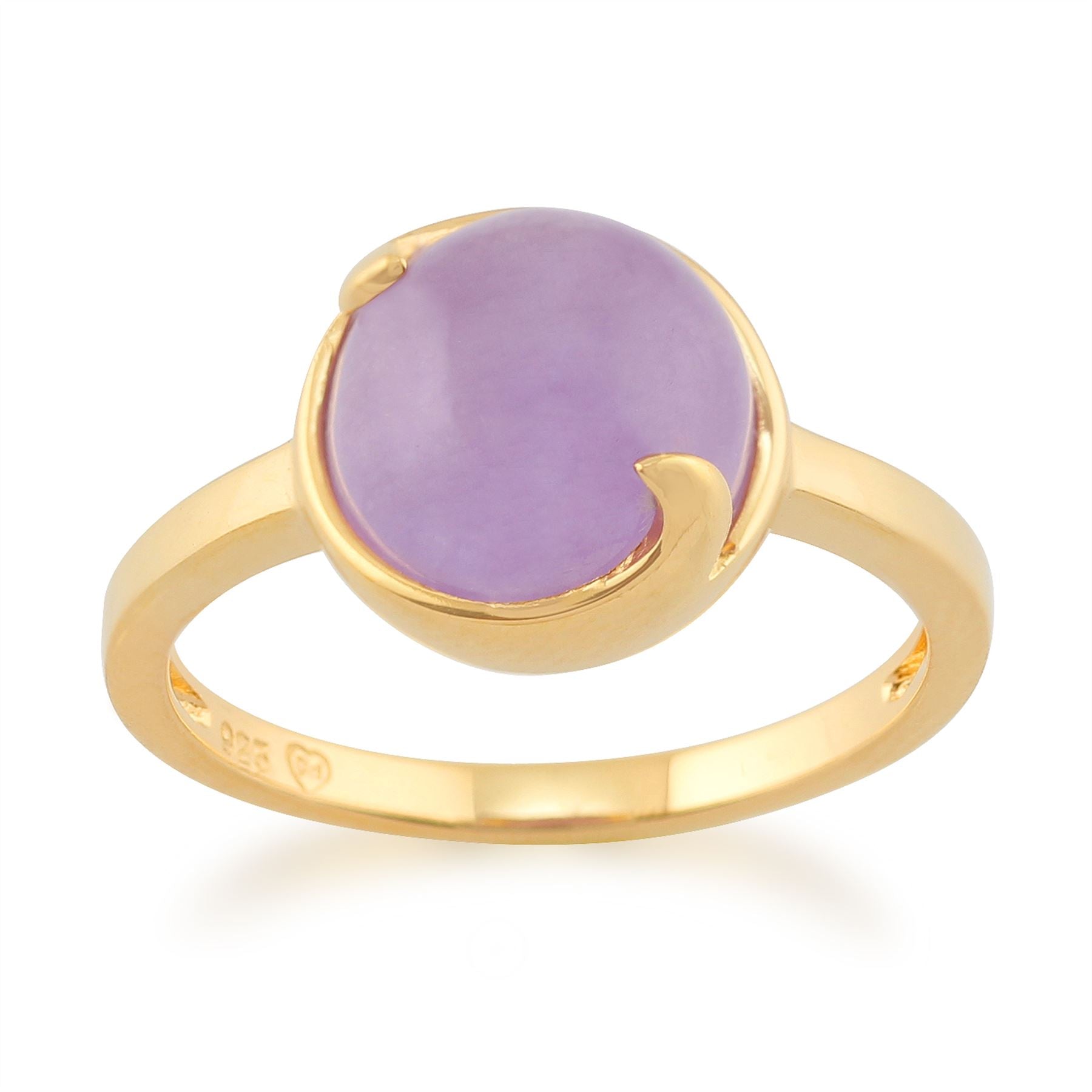 271R016603925 Lavender Jade 'Vita' Pastel Ring in 9ct Yellow Gold Plated Sterling Silver 1