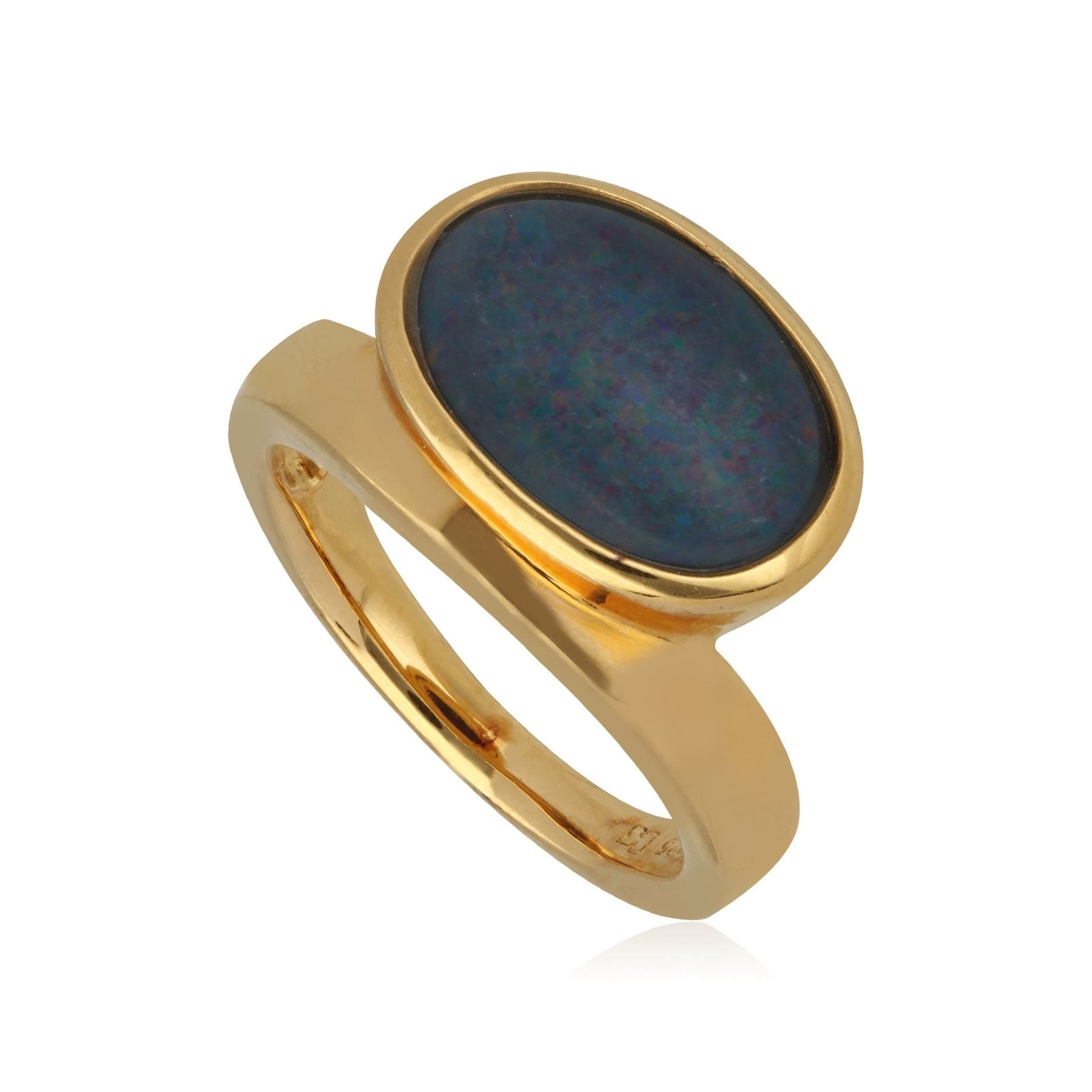T0989R90W017 Kosmos Triplet Opal Cocktail Ring in Yellow Gold Plated Sterling Silver 2
