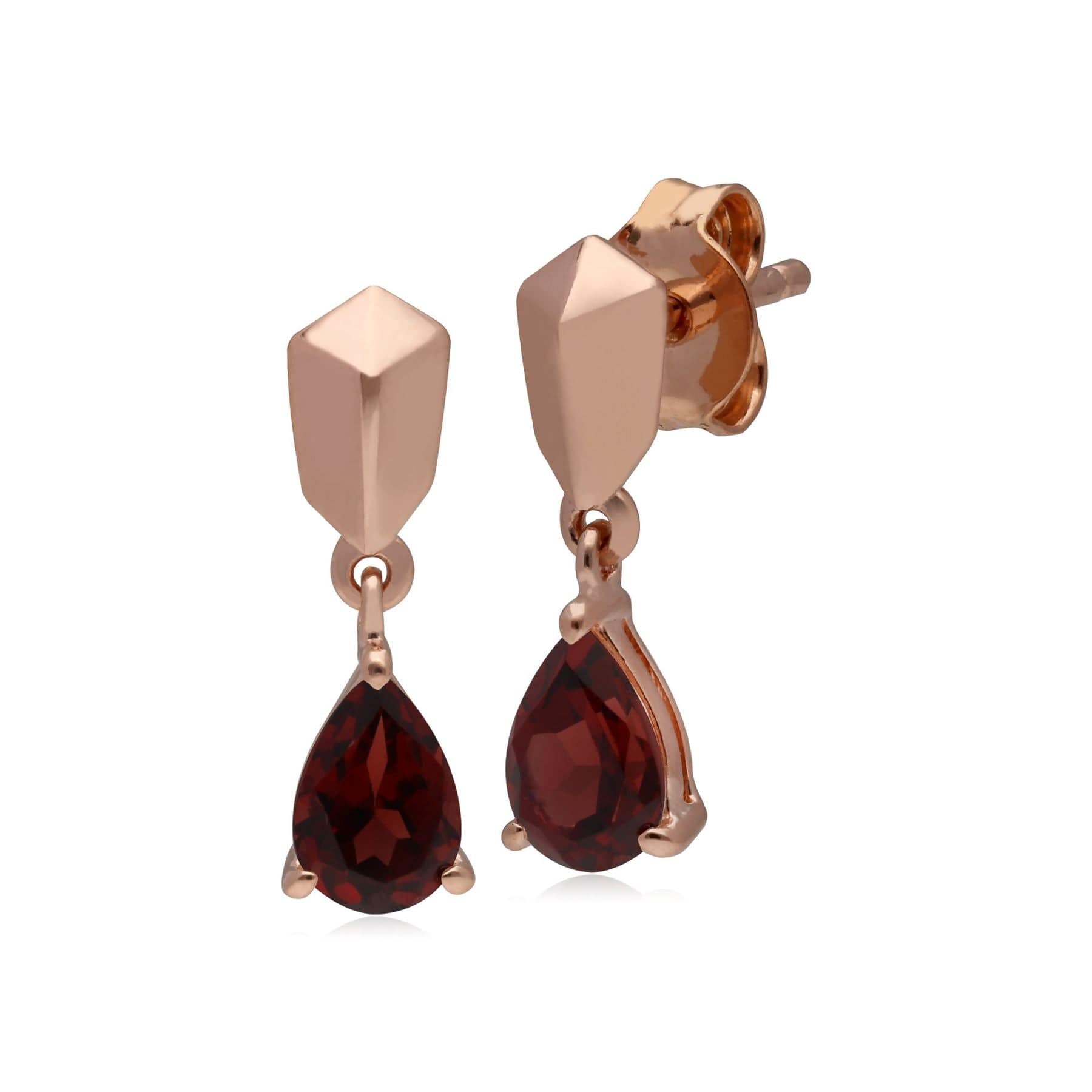 Micro Statement Garnet Earrings in Rose Gold Plated 925 Sterling