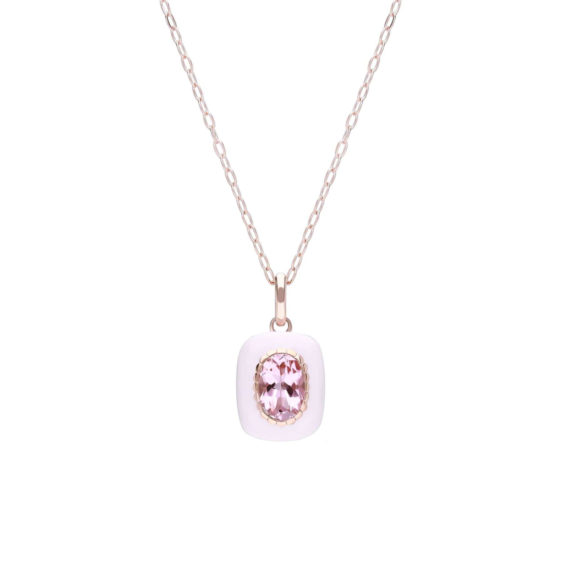 270P034501925 Siberian Waltz Enamel & Pink Tourmaline Pendant Necklace In Rose Gold Plated Silver 1