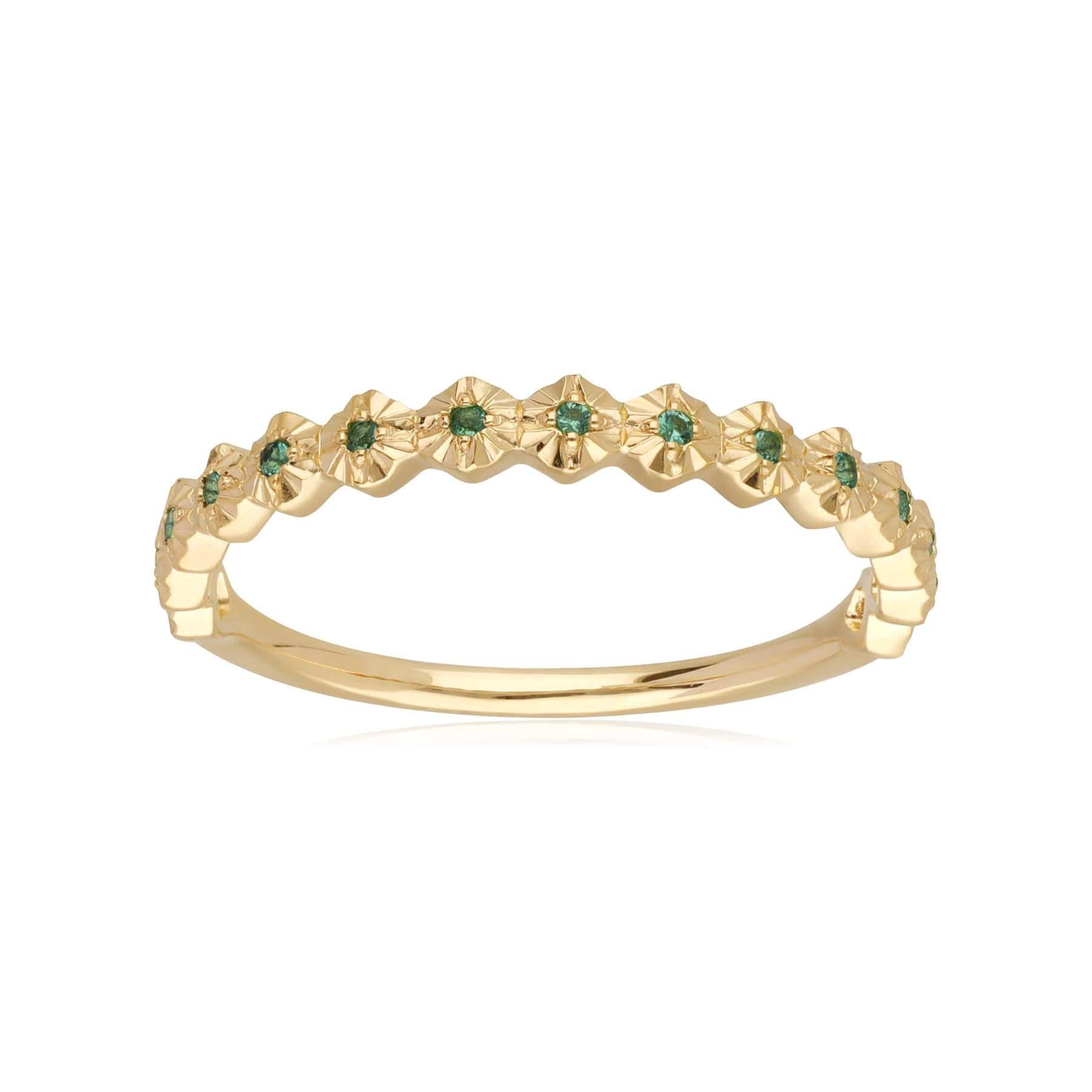 133R9549039 Half Eternity Emerald Band Ring In 9ct Yellow Gold 3