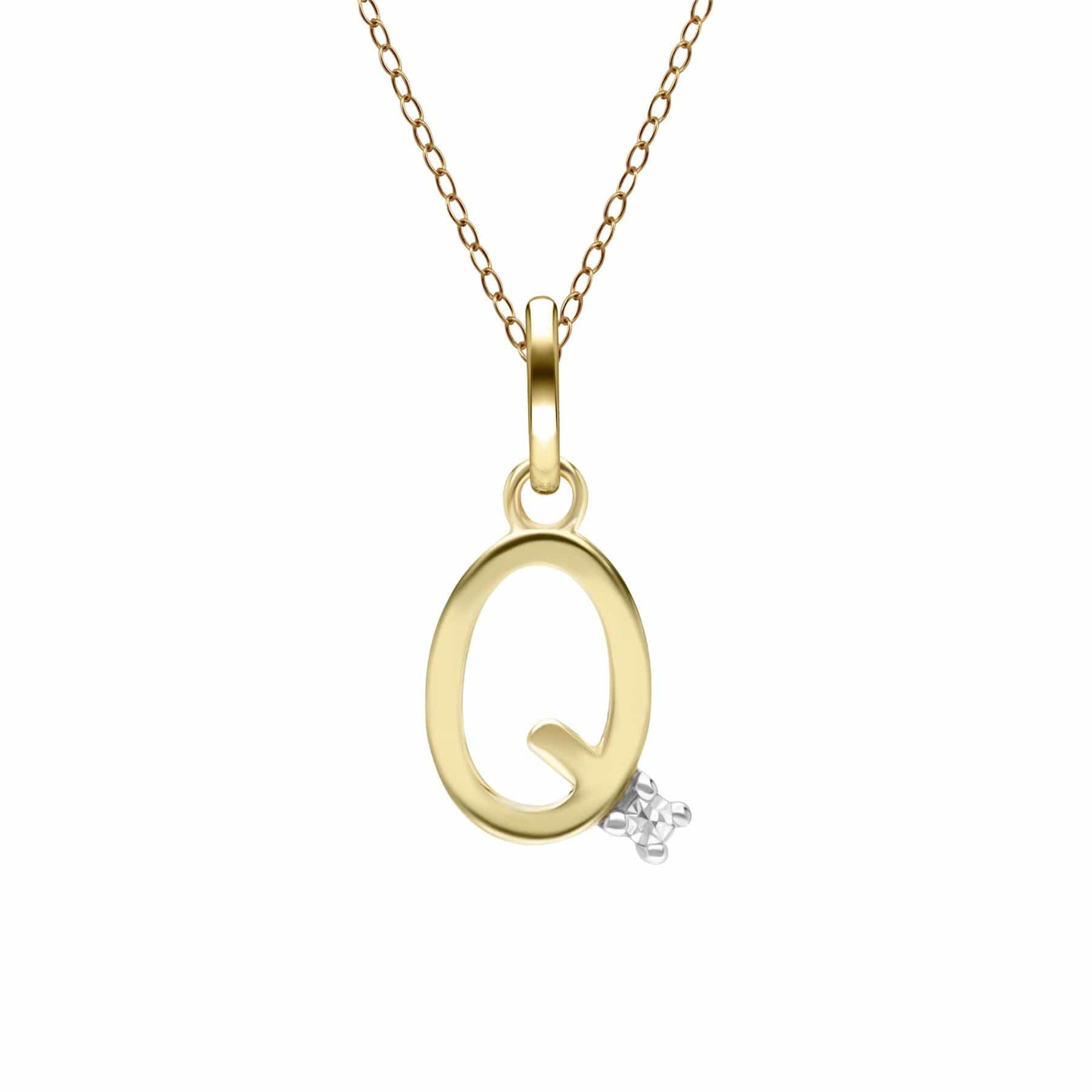 191P0757019 Initial Diamond Letter Necklace In 9ct Yellow Gold 18