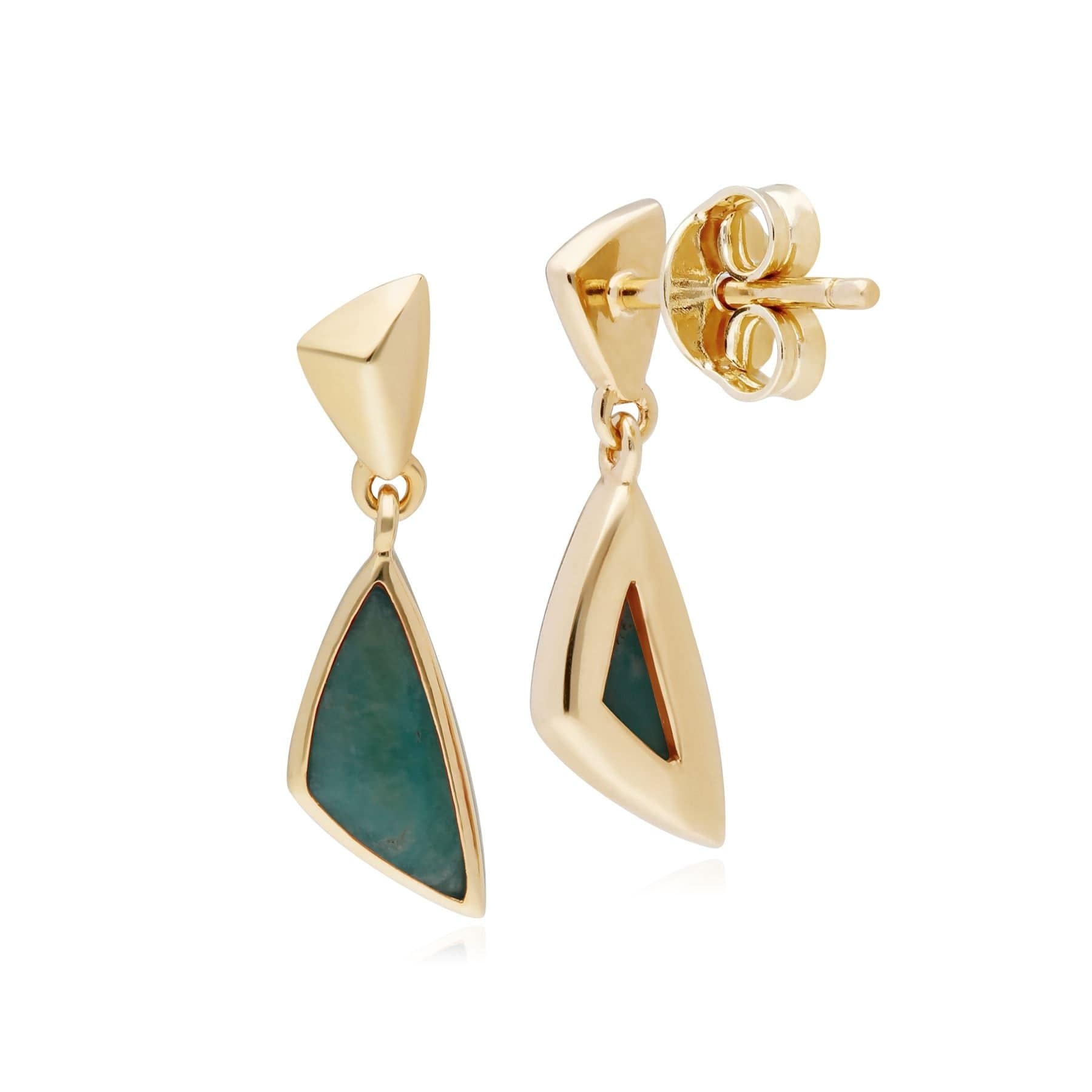 270E027704925 Micro Statement Amazonite Drop Earrings in Gold Plated Silver 2