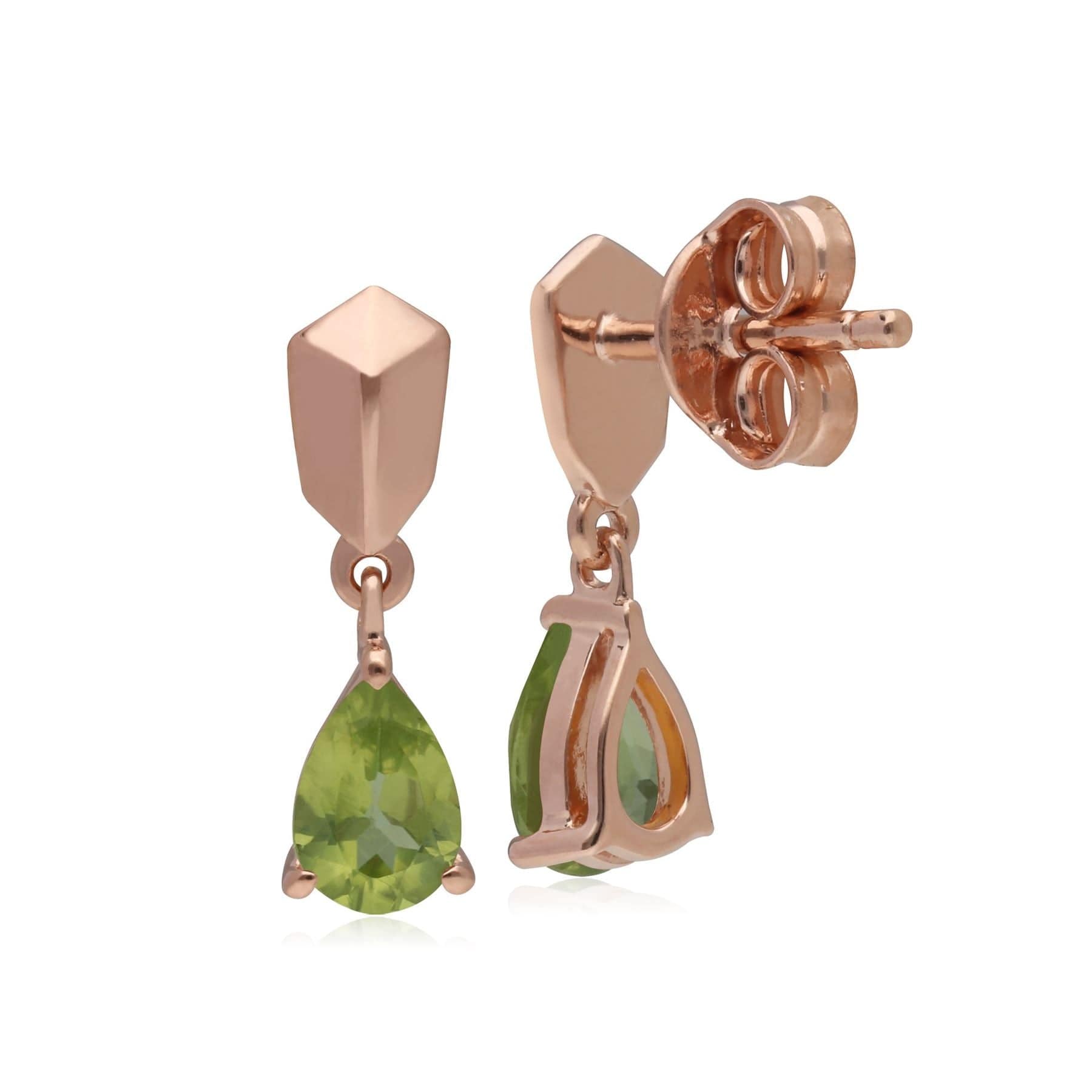 270E029306925 Micro Statement Peridot Earrings in Rose Gold Plated Silver 2