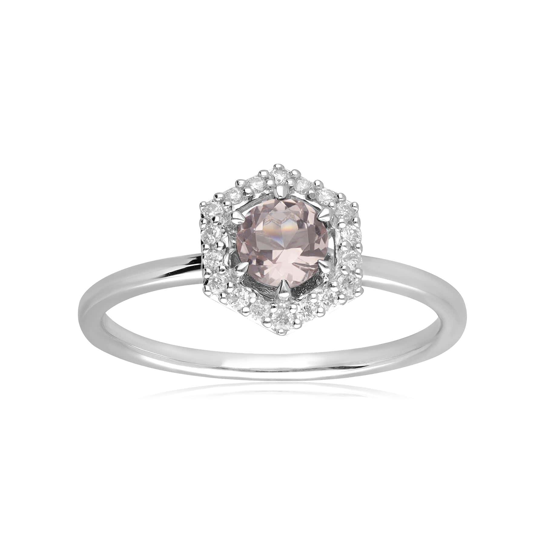 162R0403049 9ct White Gold 0.378ct Morganite & Diamond Halo Engagement Ring 3