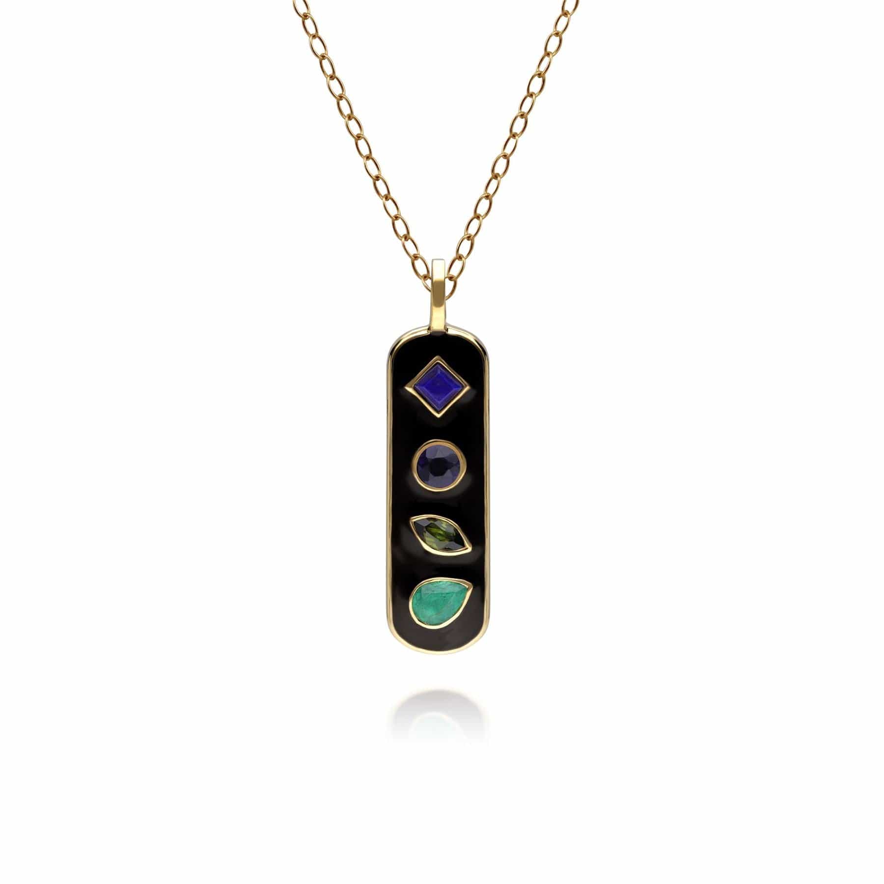 Coded Whispers Black Enamel 'Live' Acrostic Gemstone Pendant Necklace in Sterling Silver - Gemondo