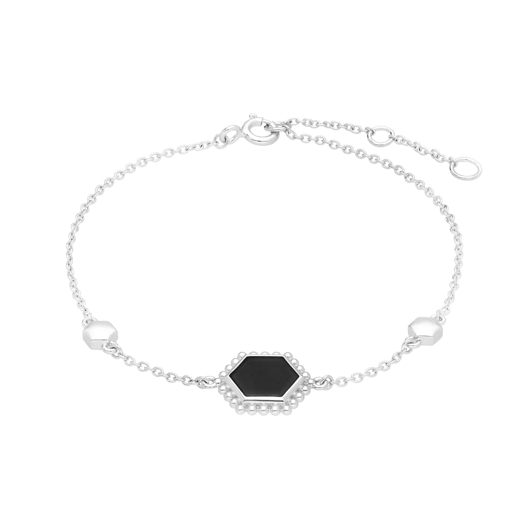 271L007203925 Black Onyx Slice Chain Bracelet in 925 Sterling Silver 1