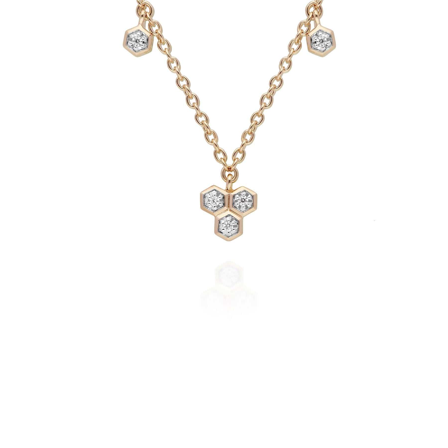 191N0229019-191E0398019 Diamond Trilogy Necklace & Stud Earring Set in 9ct Yellow Gold 2