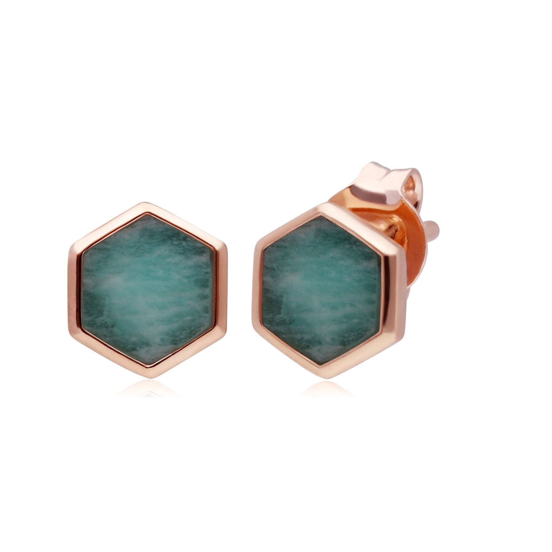 270E029802925 Micro Statement Amazonite Stud Earrings in Rose Gold Plated Silver 1