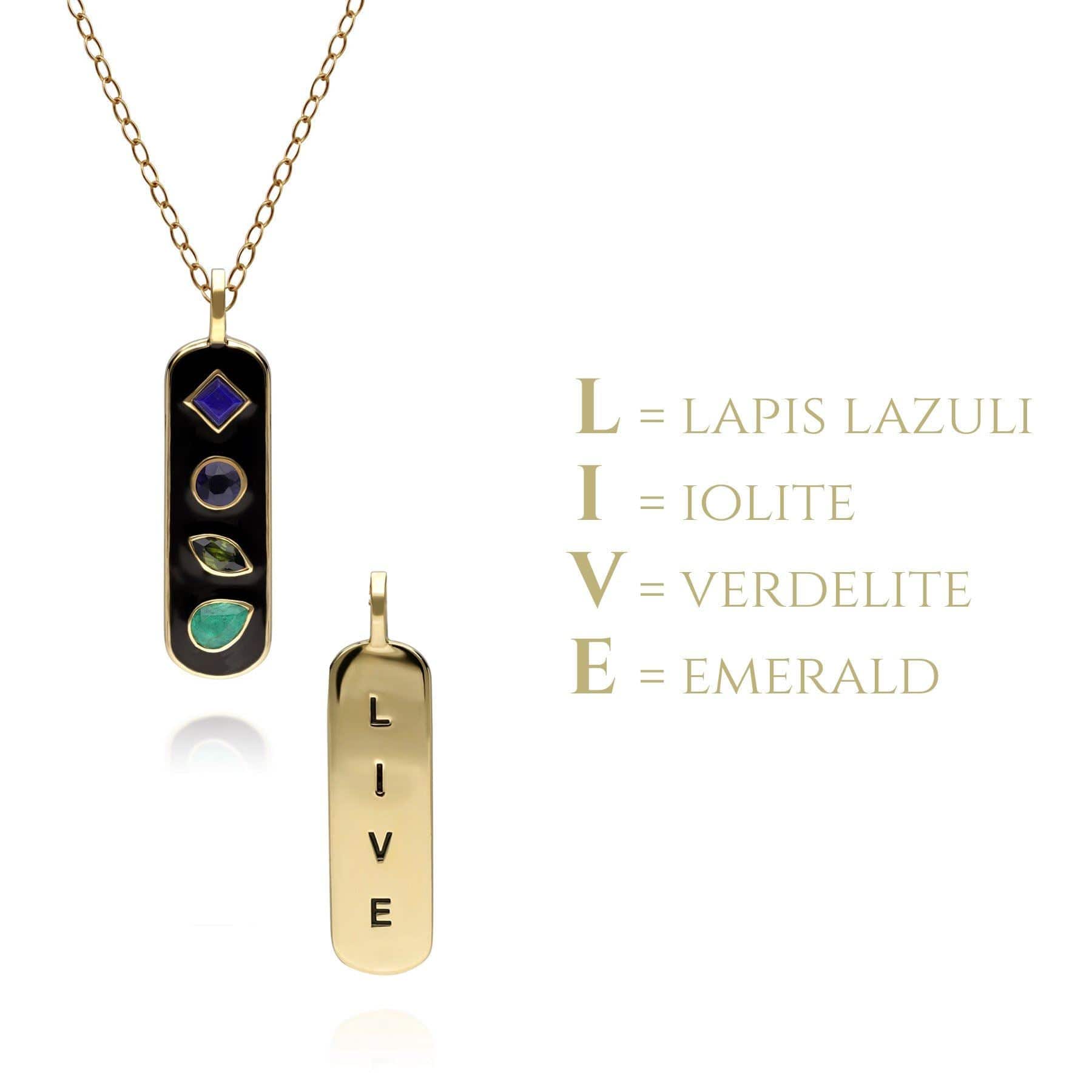 253P312001925 Coded Whispers Black Enamel 'Live' Acrostic Gemstone Pendant Necklace in Sterling Silver 3