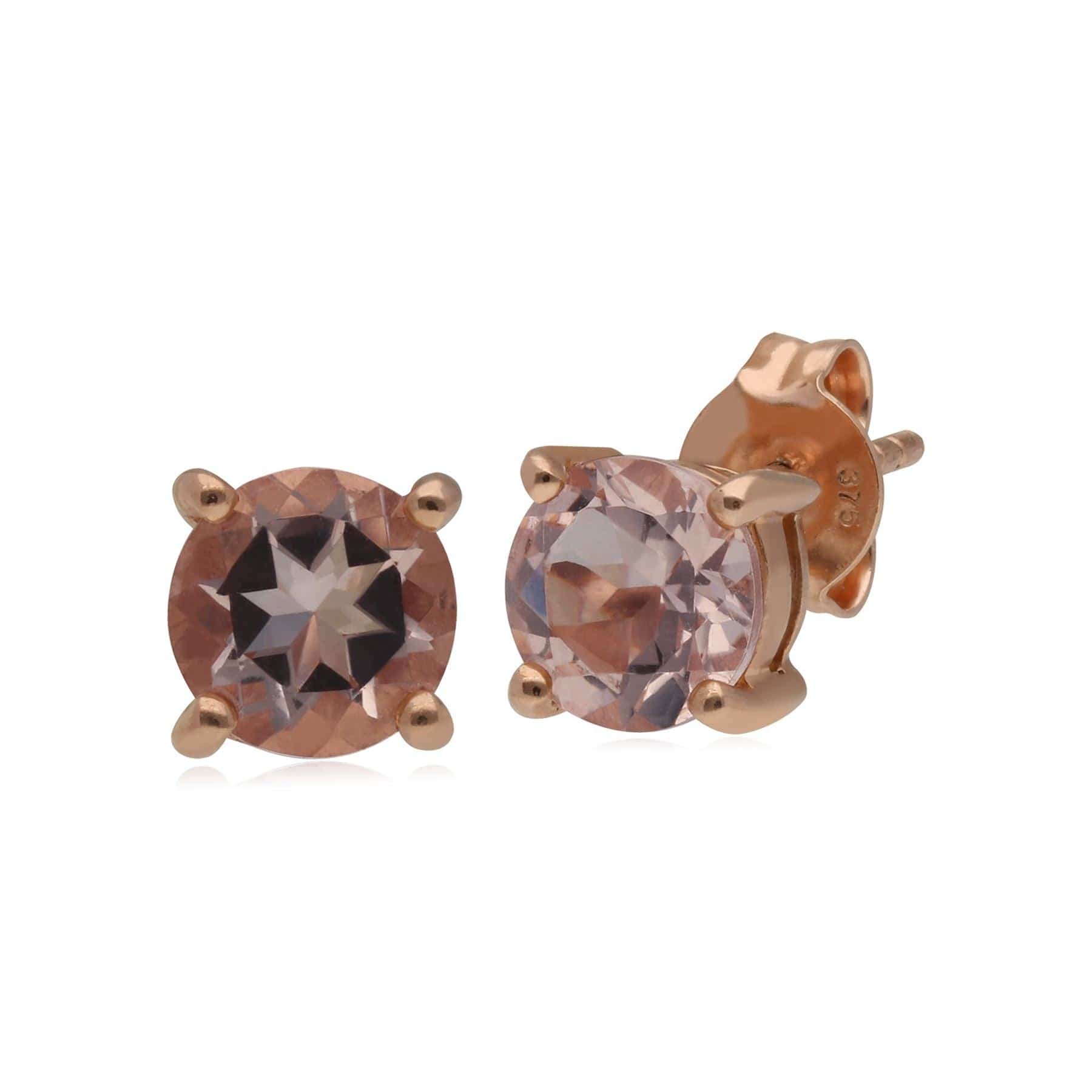 Kosmos Morganite Stud Earrings in 9ct Rose Gold - Gemondo