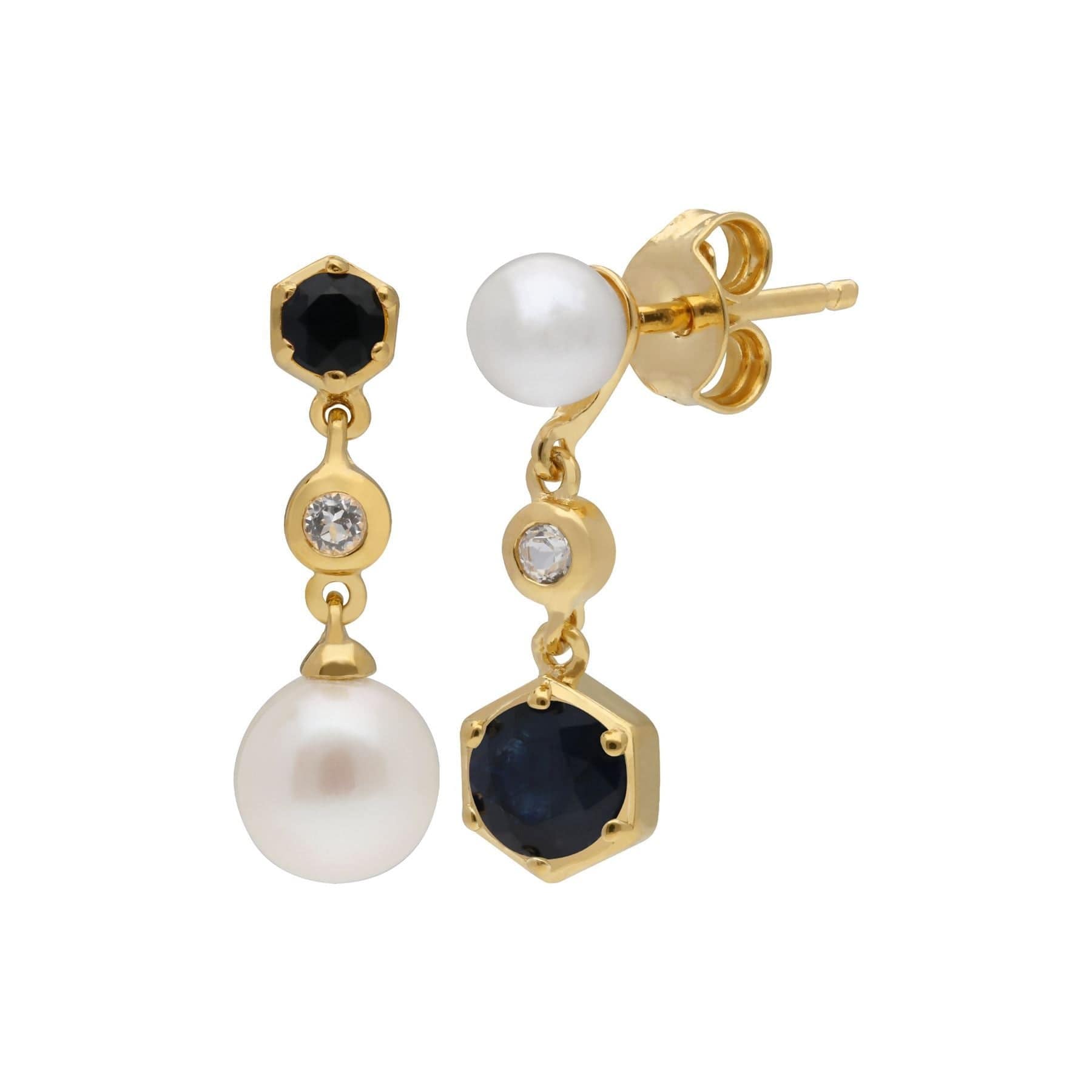 270E030101925-270R058601925 Modern Pearl, Sapphire & Topaz Ring & Earring Set 3