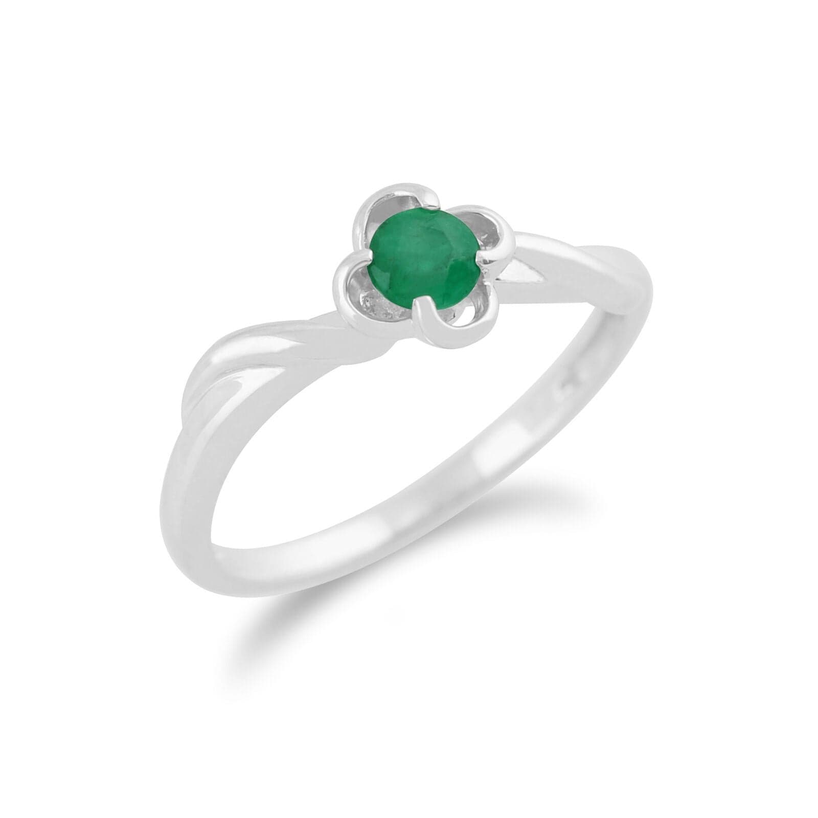 162R0134029 Gemondo 9ct White Gold 0.23ct Emerald Floral Ring 2