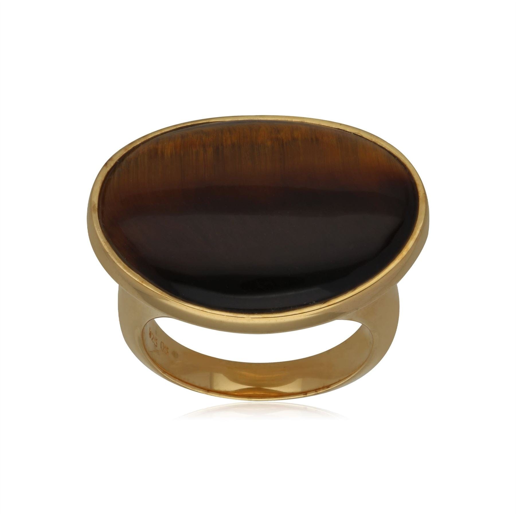 T0592R90D517 Kosmos Tiger's Eye Cocktail Ring in Gold Plated Sterling Silver 1