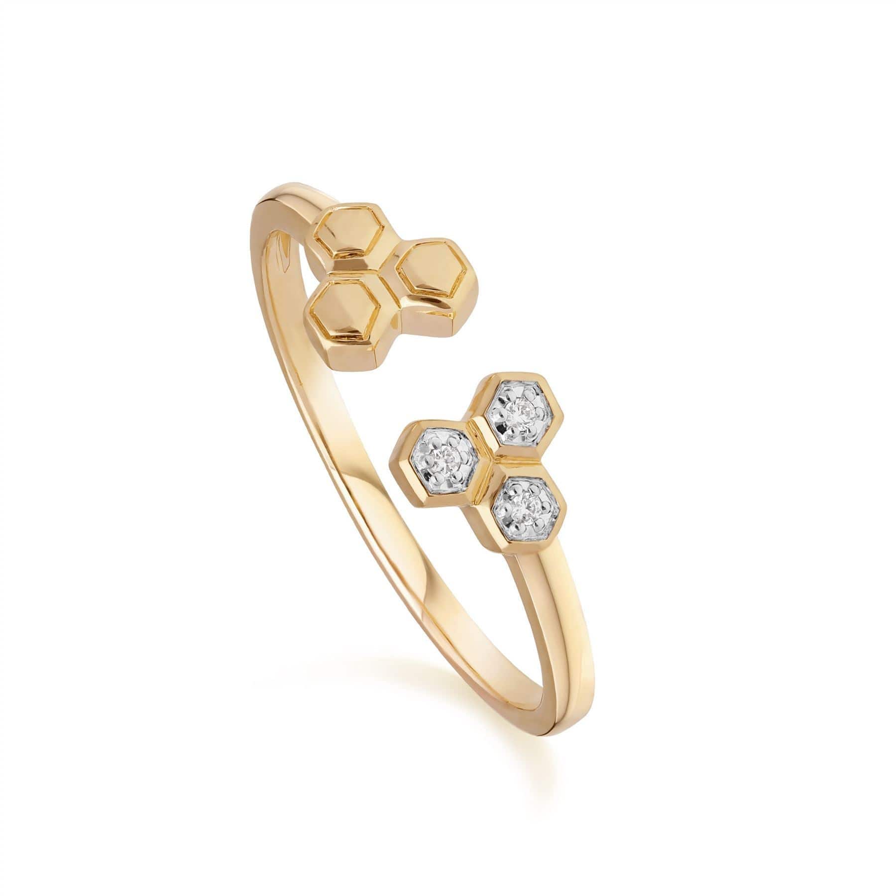 Diamond Trilogy Necklace & Ring Set in 9ct Yellow Gold - Gemondo