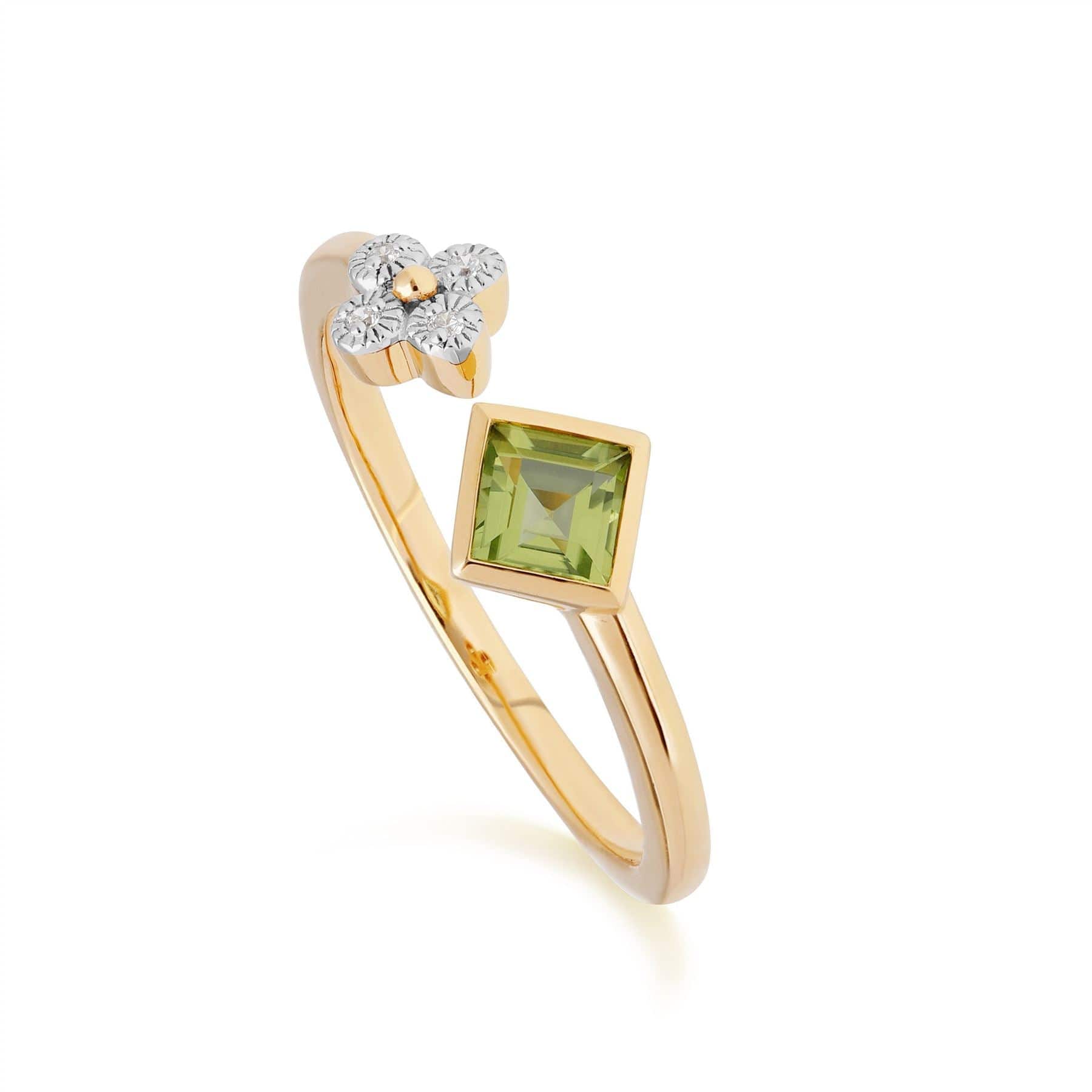 135R1866029 Contemporary Peridot & Diamond Open Ring in 9ct Yellow Gold 1