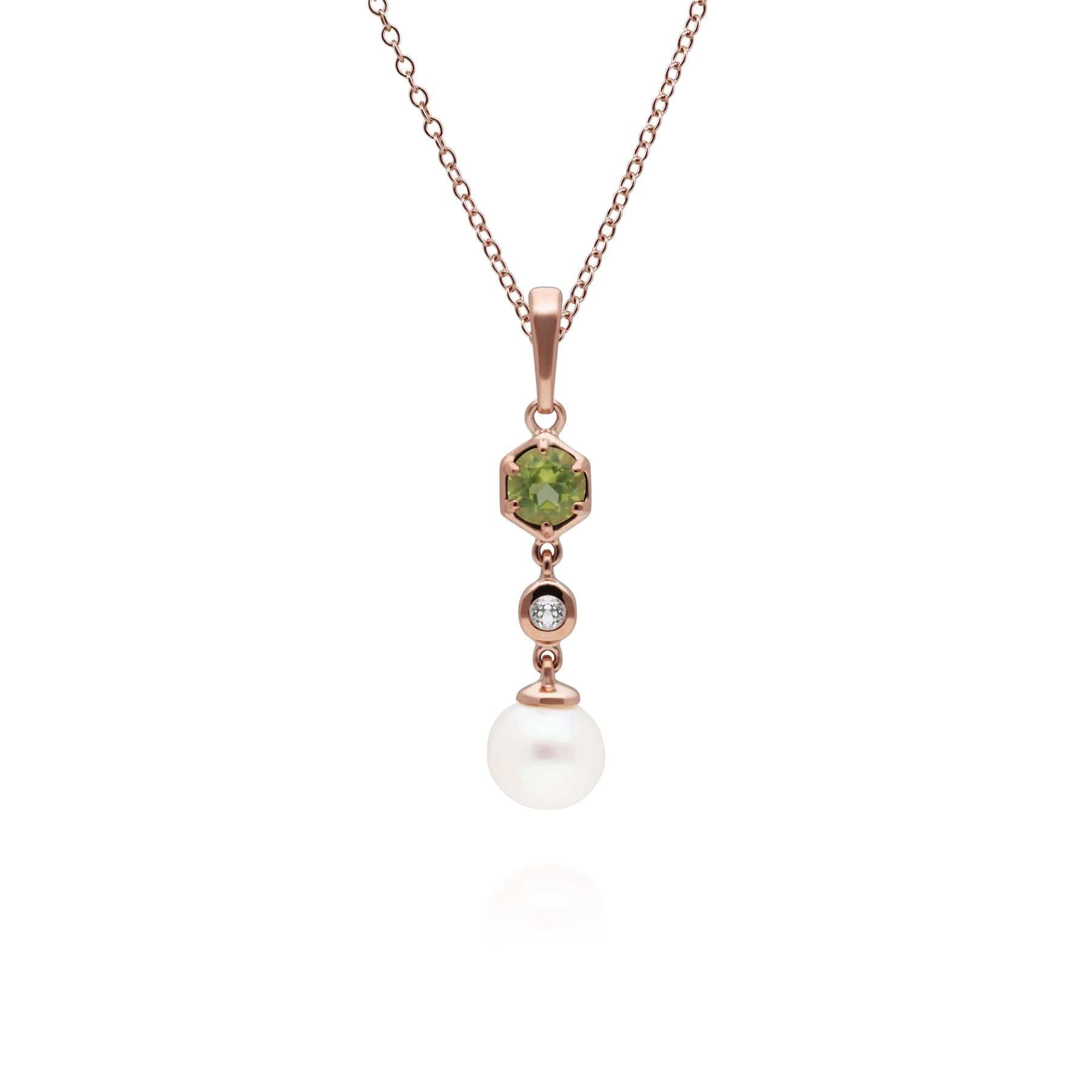 270P030306925 Modern Pearl, Peridot & Topaz Drop Pendant in Gold Plated Silver 1