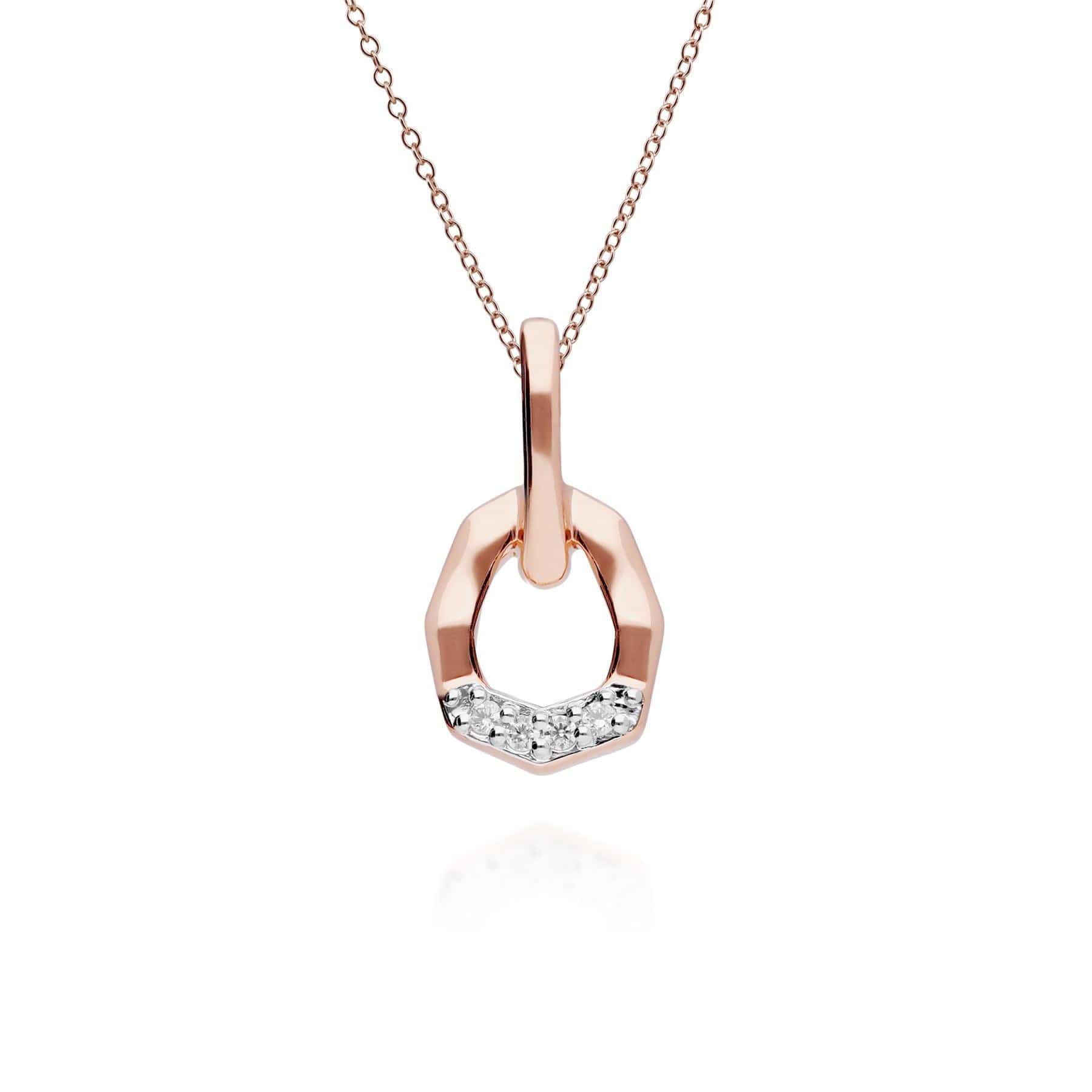 191P0737019-191R0905019 Diamond Pave Asymmetrical Pendant & Ring Set in 9ct Rose Gold 2