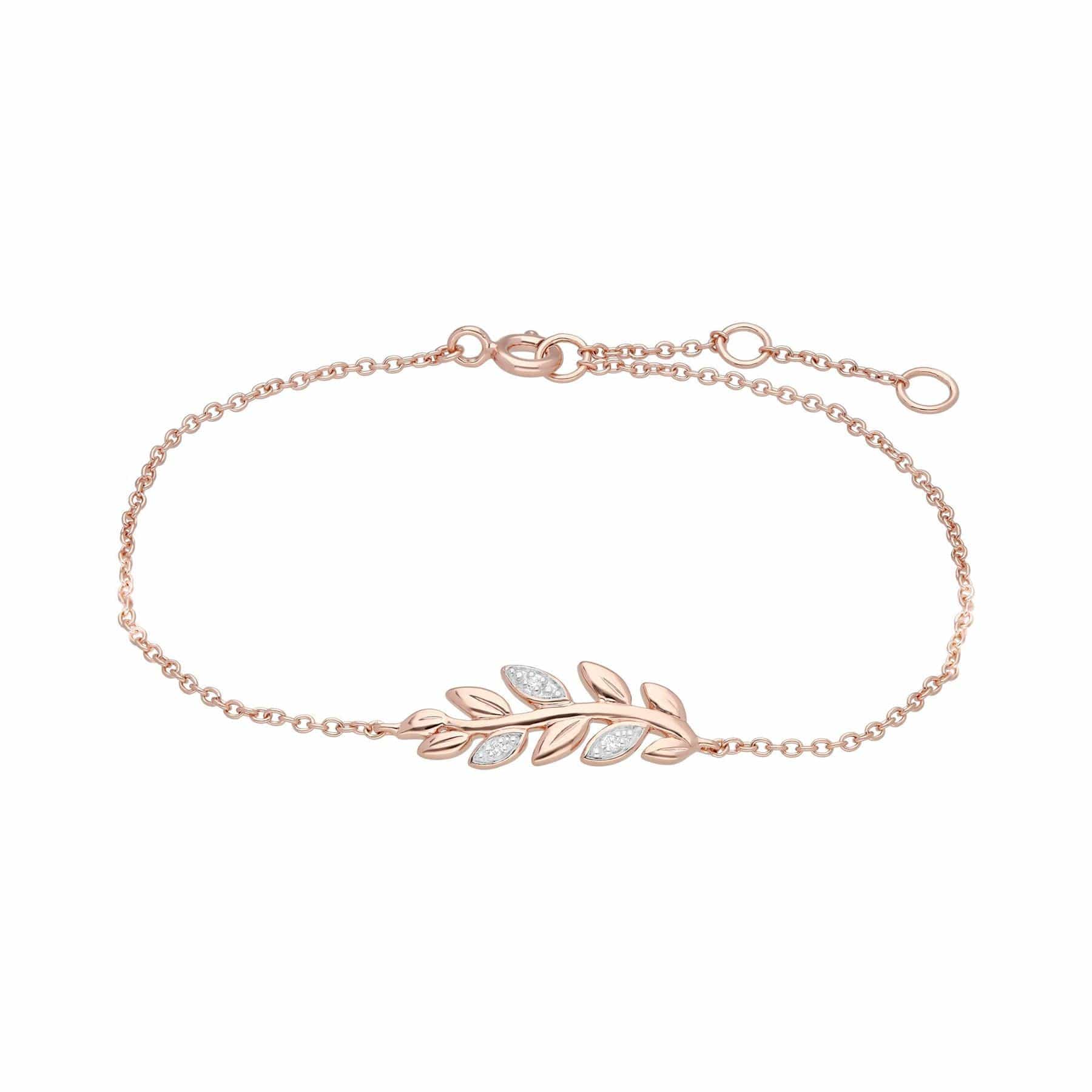 191N0231019-191L0156029 O Leaf Diamond Necklace & Bracelet Set in 9ct Rose Gold 5