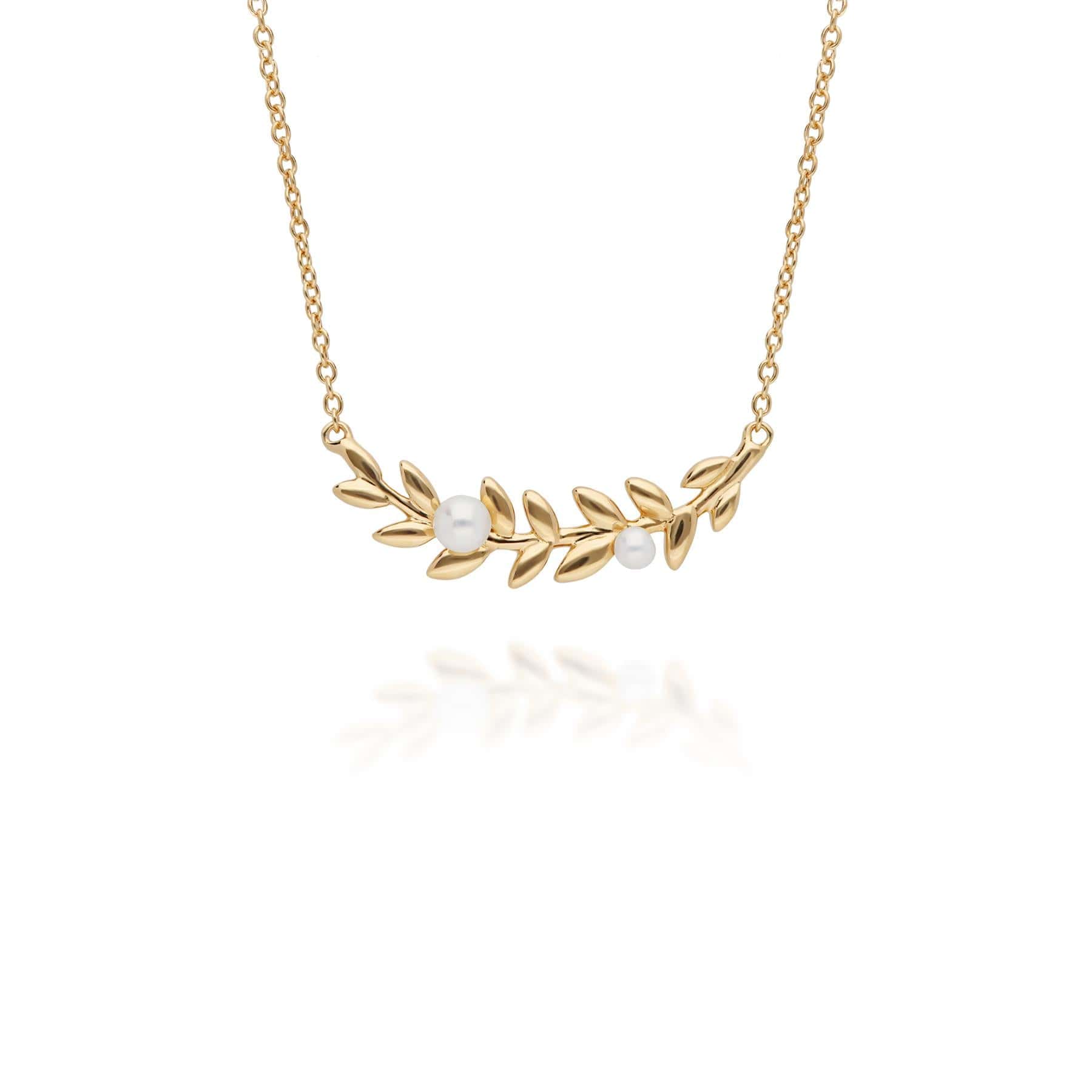 Gold Plated Sterling Silver O Leaf Pearl Necklace