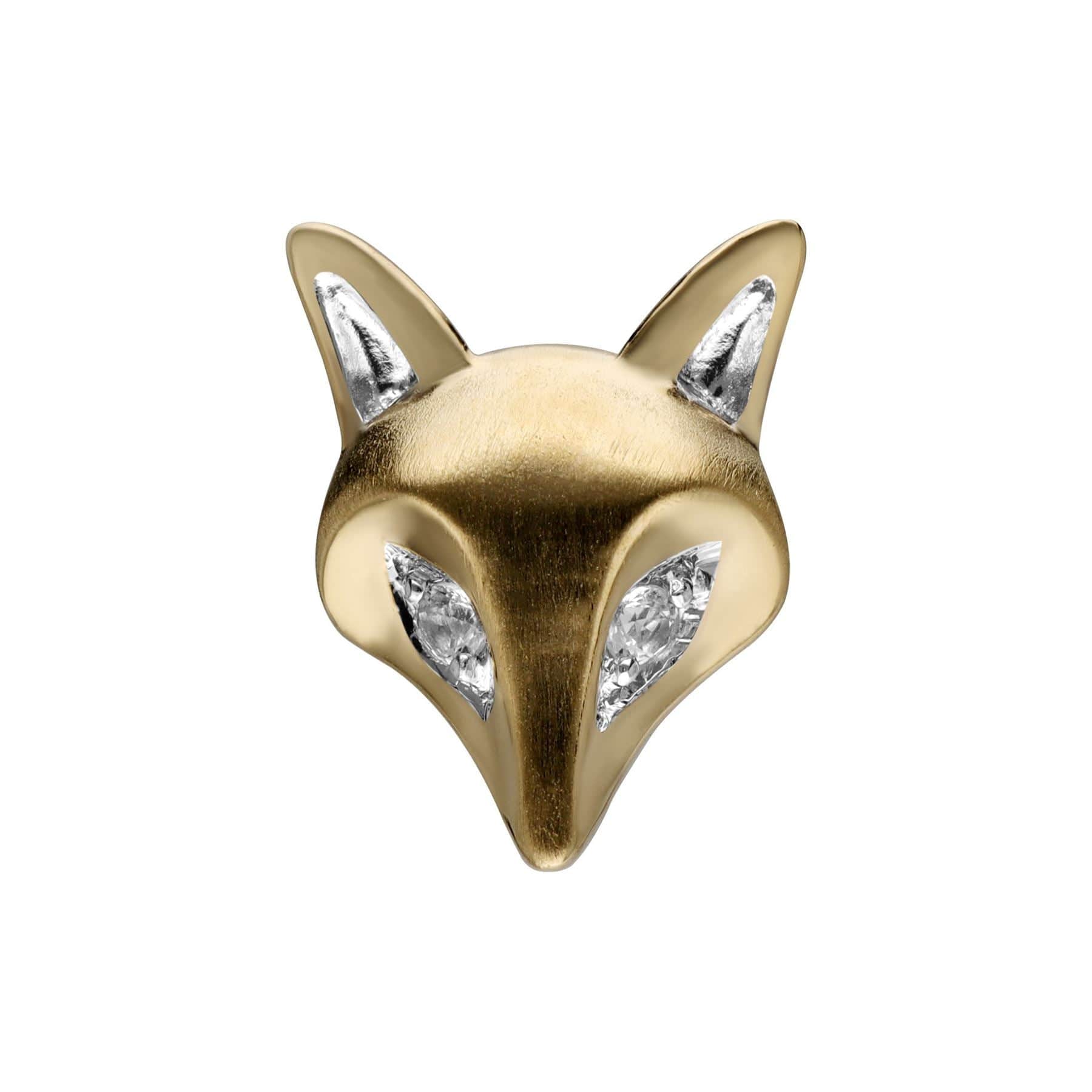 132T0003019 Gardenia White Sapphire Fox Pin In 9ct Yellow Gold 1