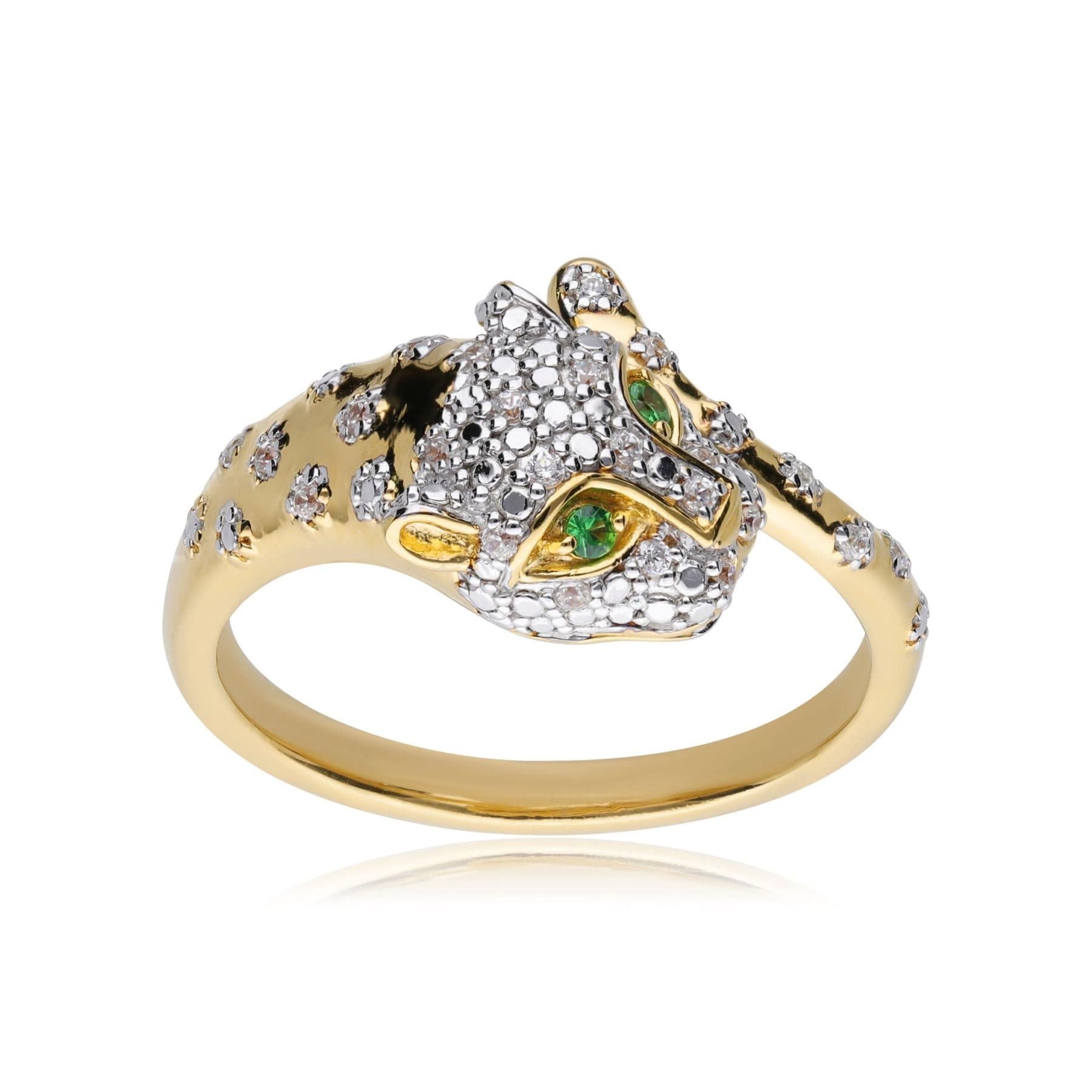 135R2004019 ECFEW™ 'The Unifier' Tsavorite & Diamond Cheetah Ring in 9ct Yellow Gold 4