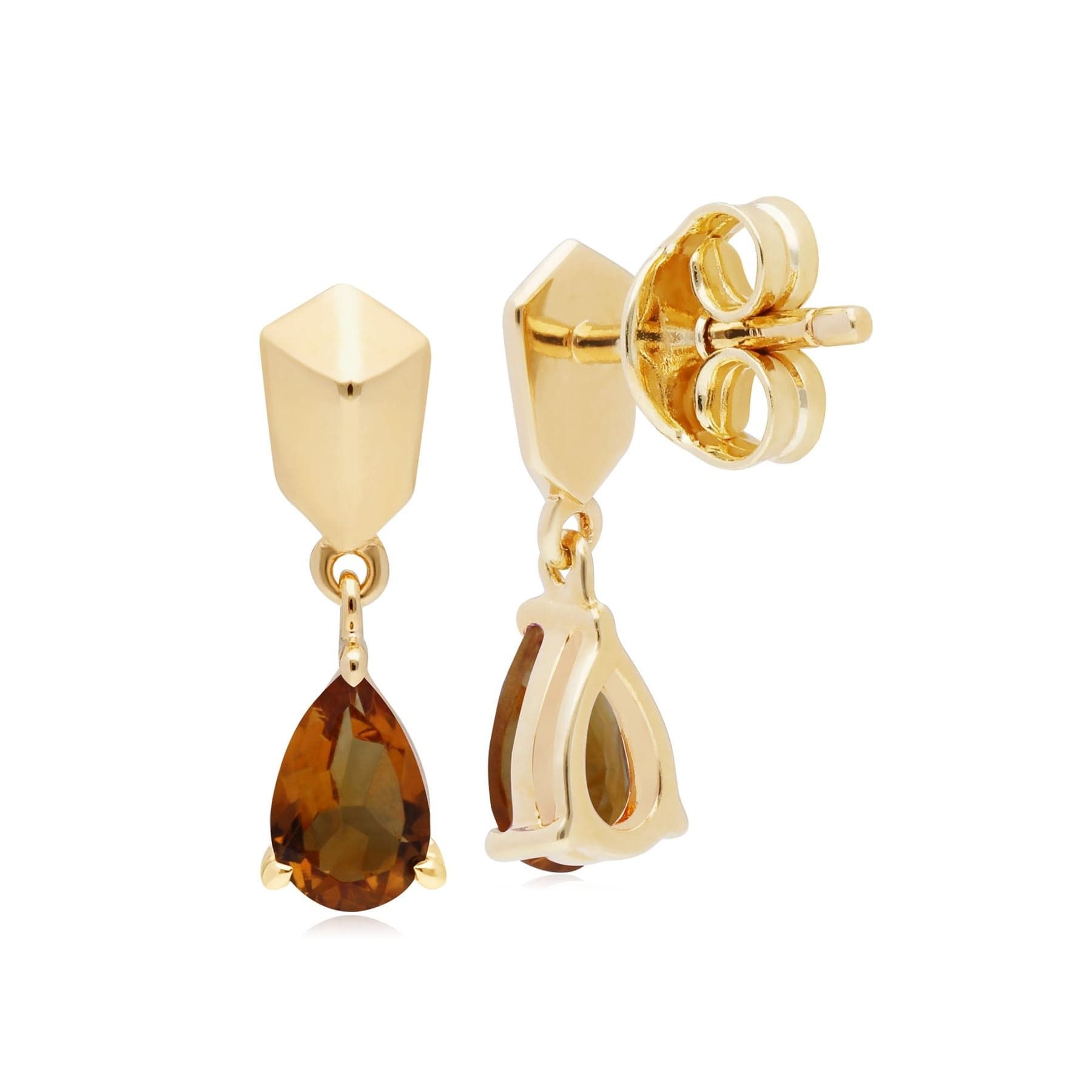 270E028506925 Micro Statement Citrine Earrings in Gold Plated Silver 2