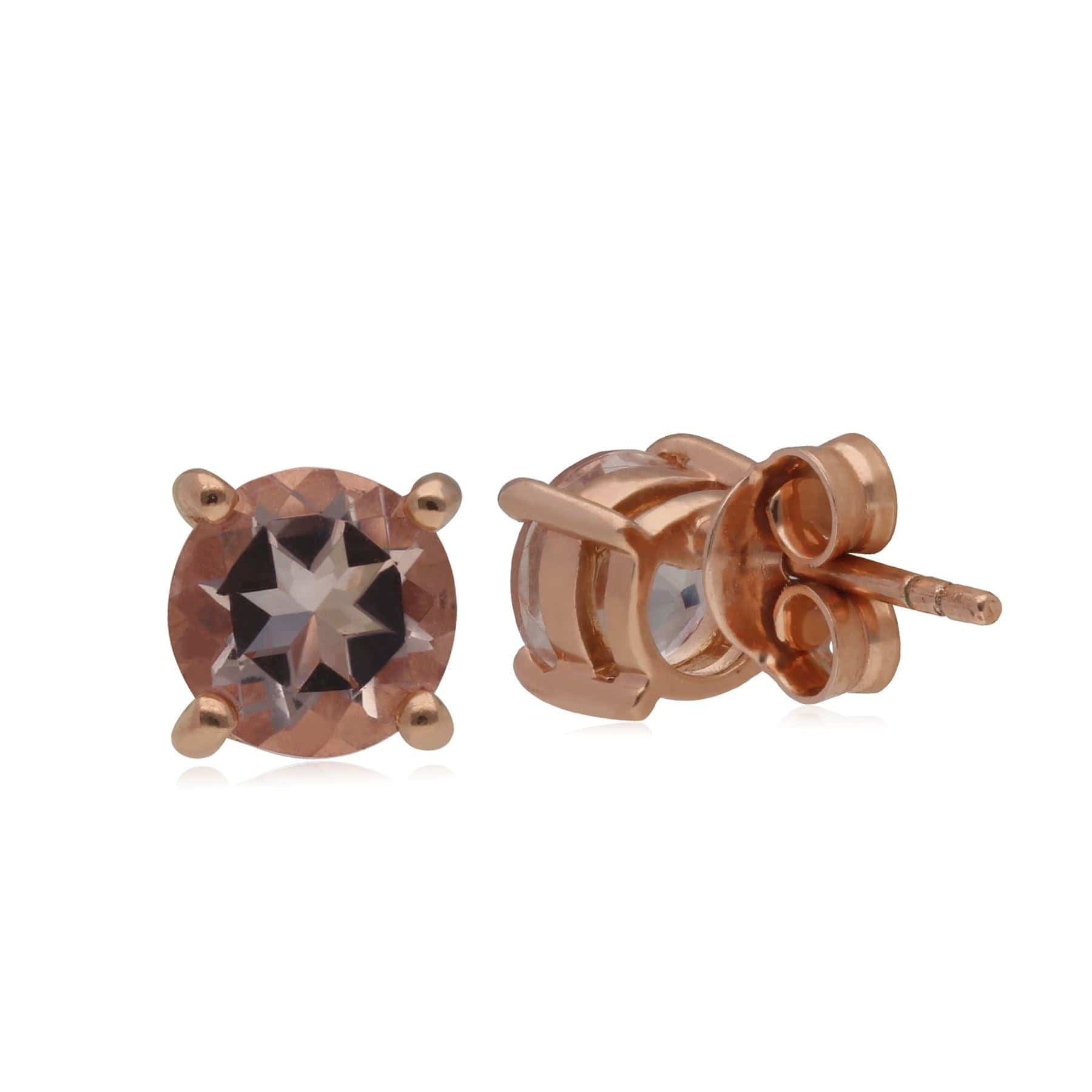 T0998E90W8 Kosmos Morganite Stud Earrings in Rose Gold Plated Sterling Silver 2