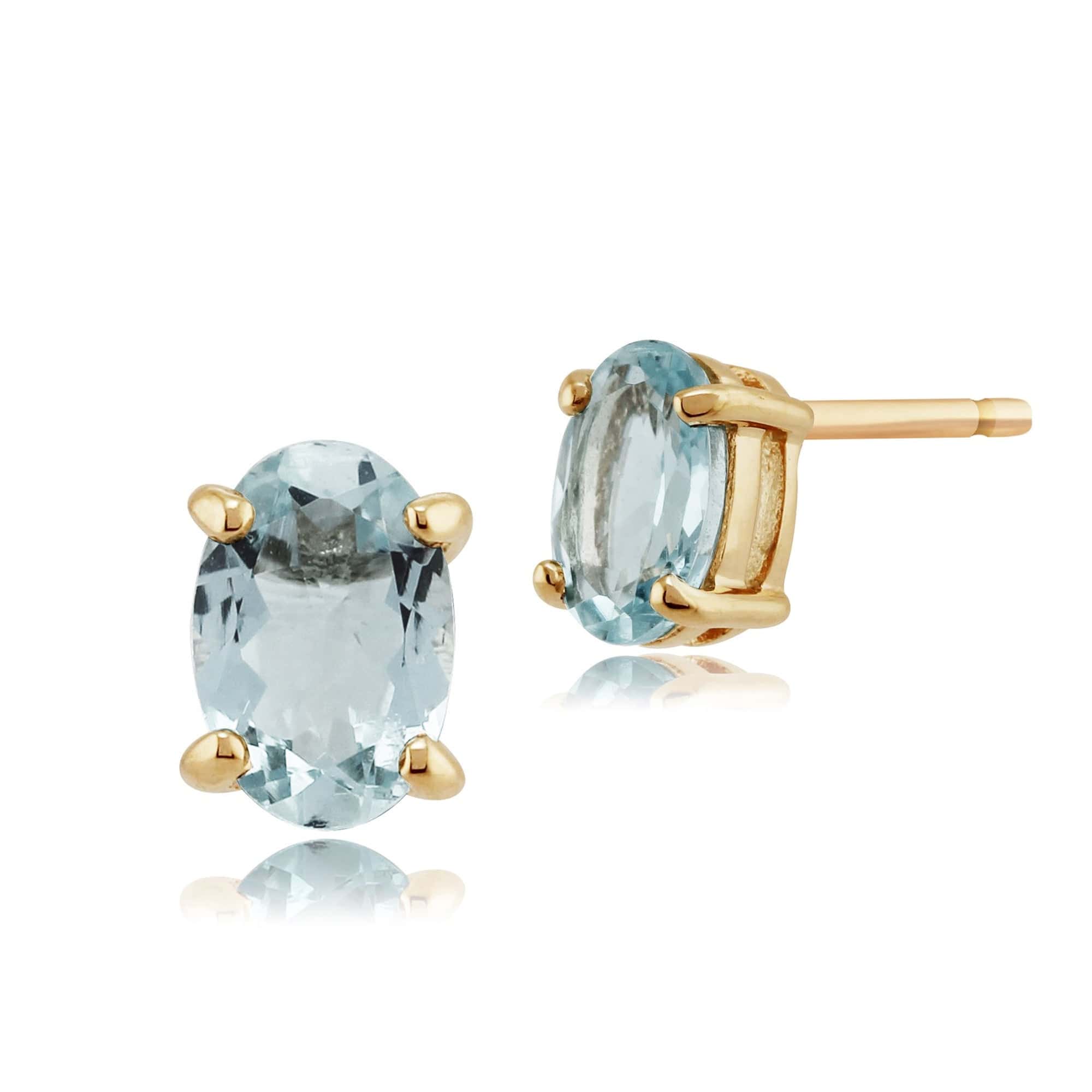 Classic Aquamarine Single Stone Stud Earrings & Pendant Set Image 2