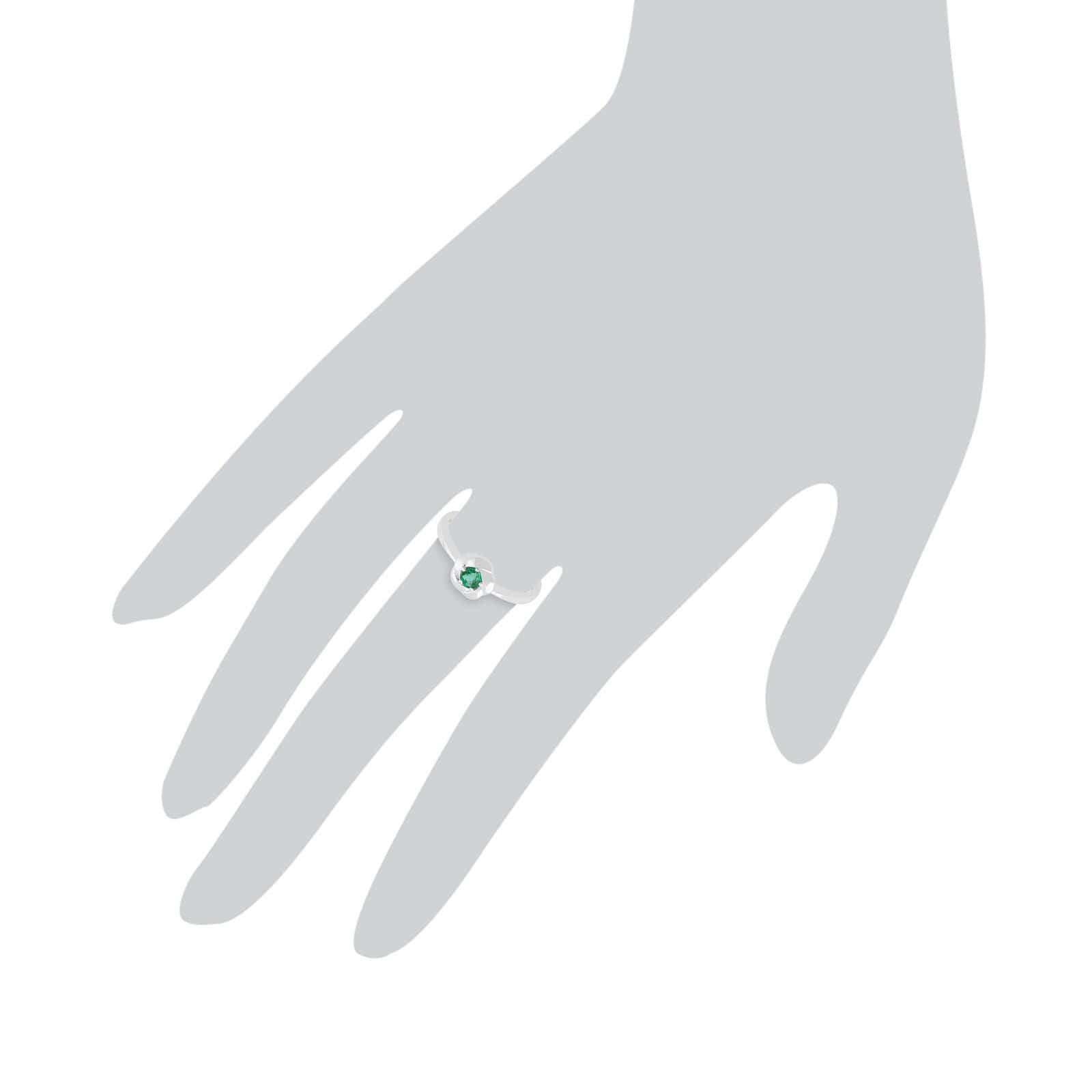 Gemondo Plaited Texture 9ct White Gold 0.16ct Emerald Ring - Gemondo