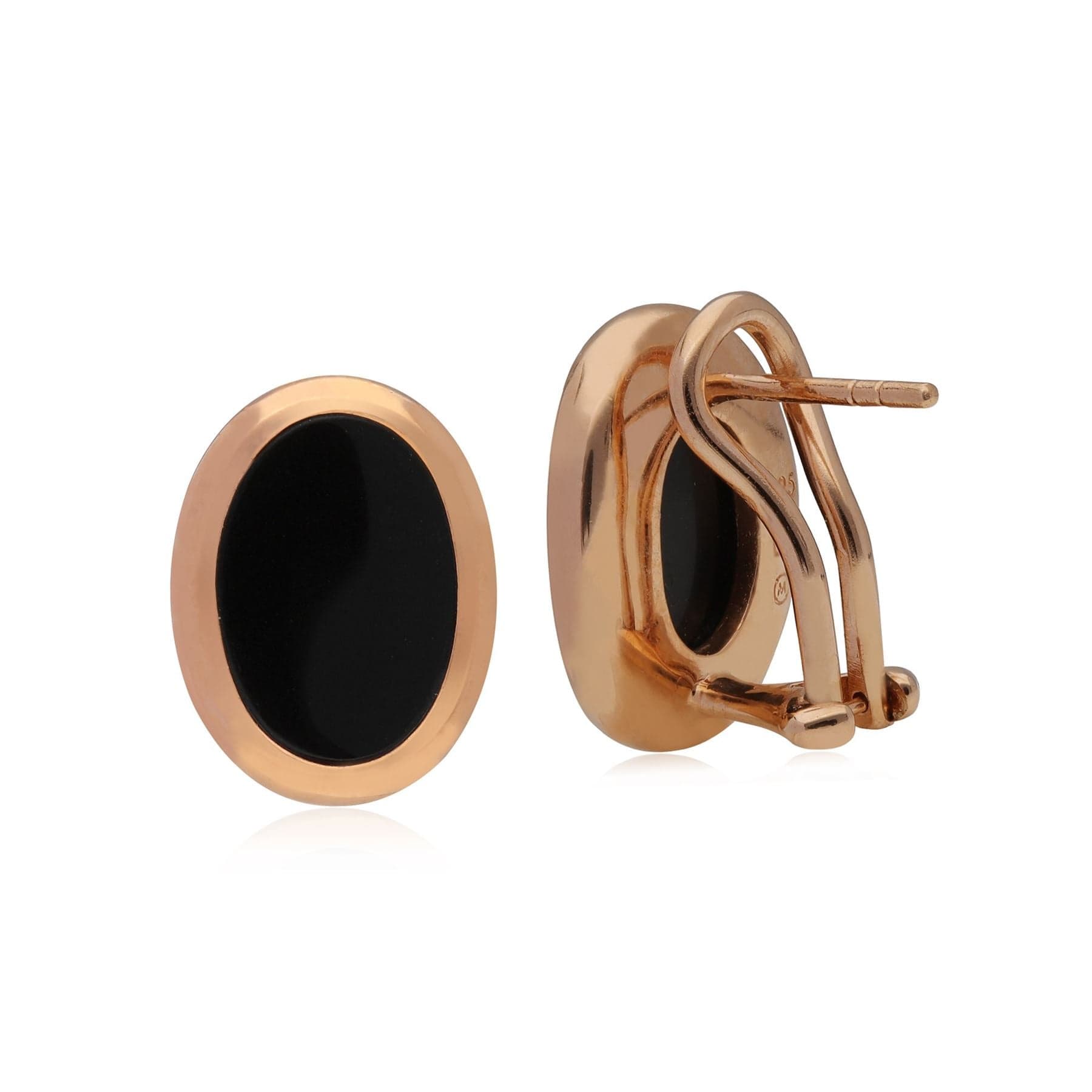 T1089E9013 Kosmos Black Onyx Stud Earrings in Rose Gold Plated 925 Sterling Silver 2