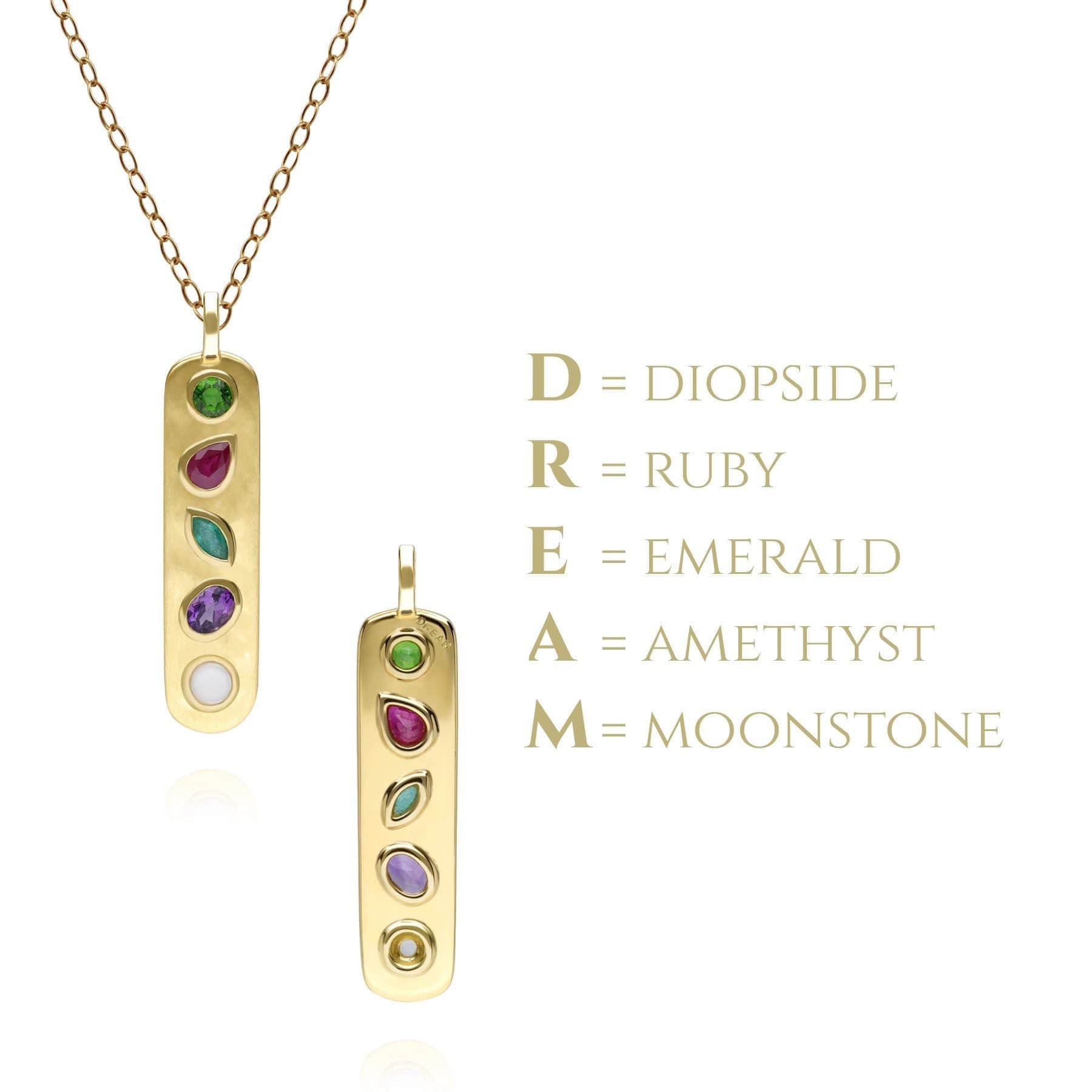 133P3926019 Coded Whispers Brushed Gold 'Dream' Acrostic Gemstone Pendant 3
