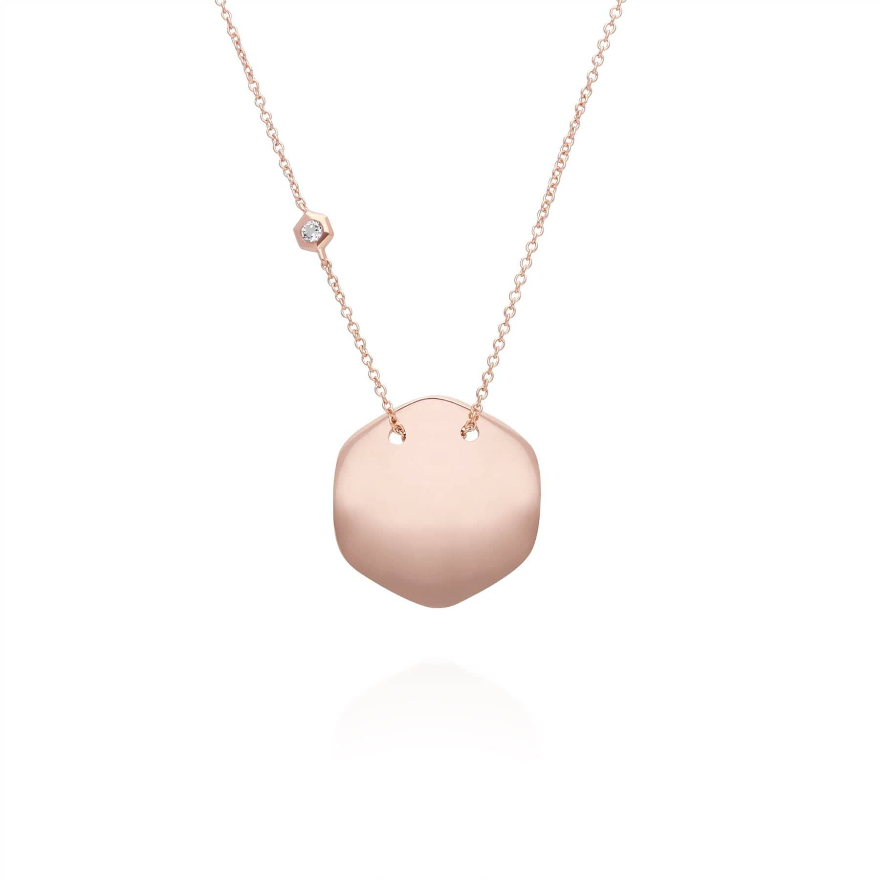 White Topaz Engravable Necklace in Rose Gold Plated Sterling Silver - Gemondo